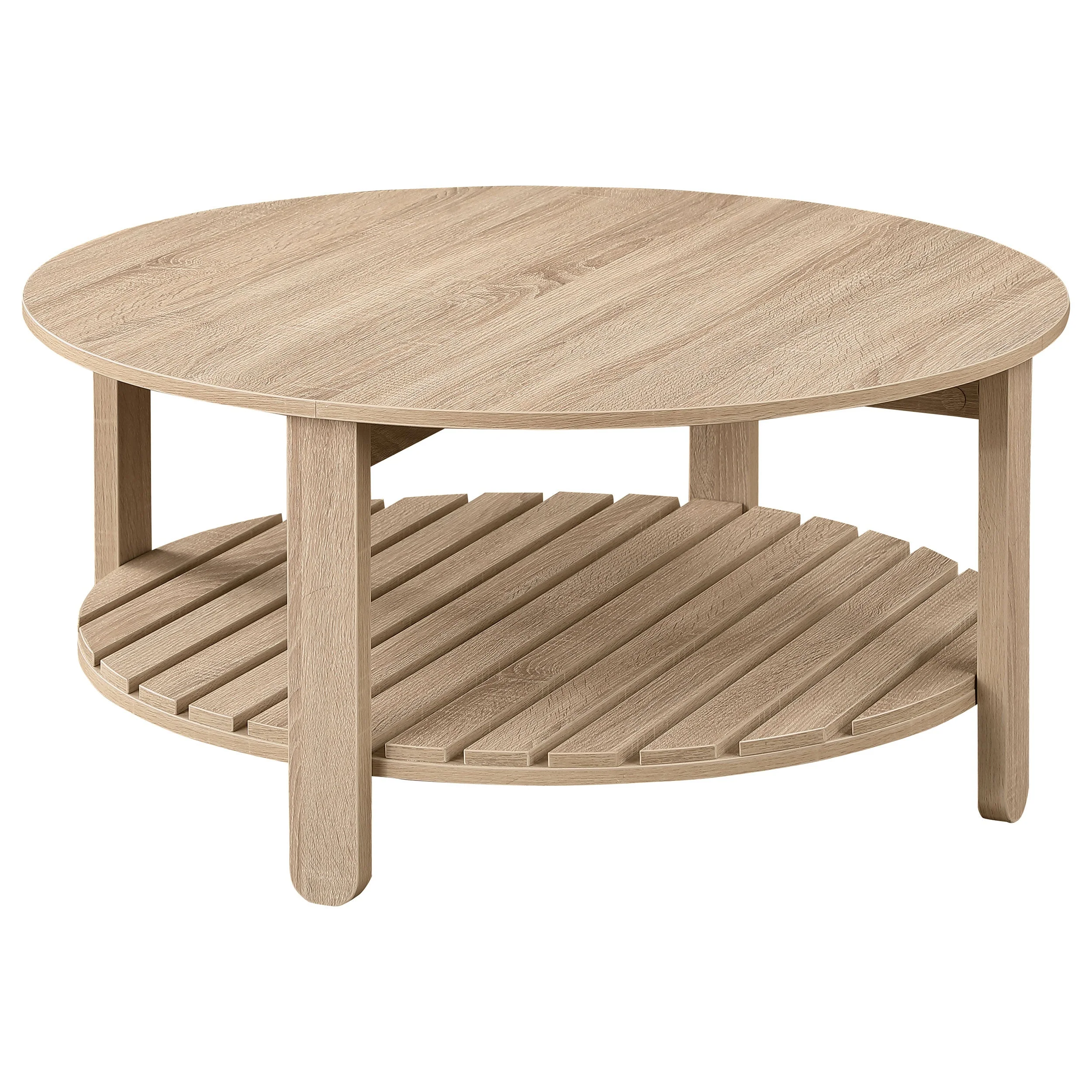 Fowler 1-shelf Round Engineered Wood Coffee Table Natural - Image 2