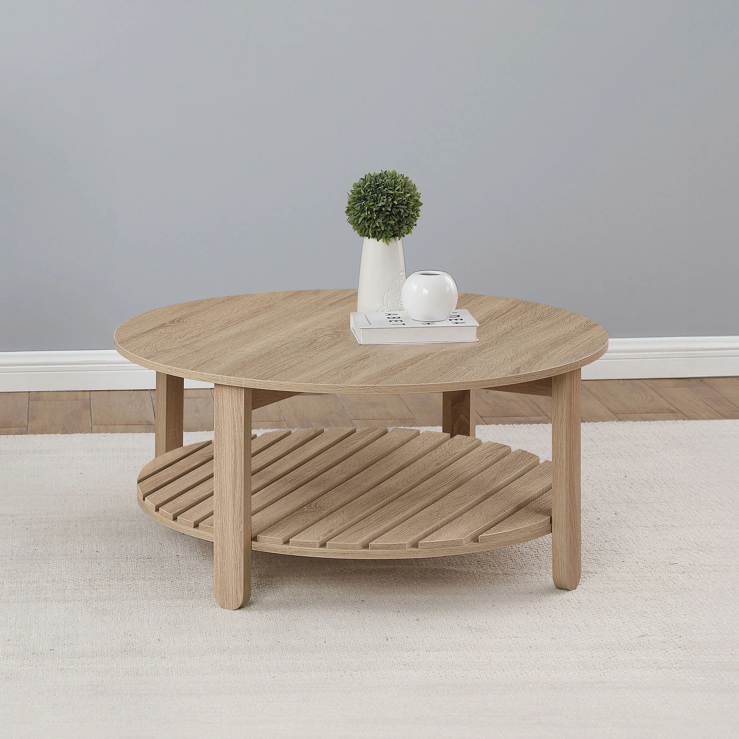 Fowler 1-shelf Round Engineered Wood Coffee Table Natural - Image 3