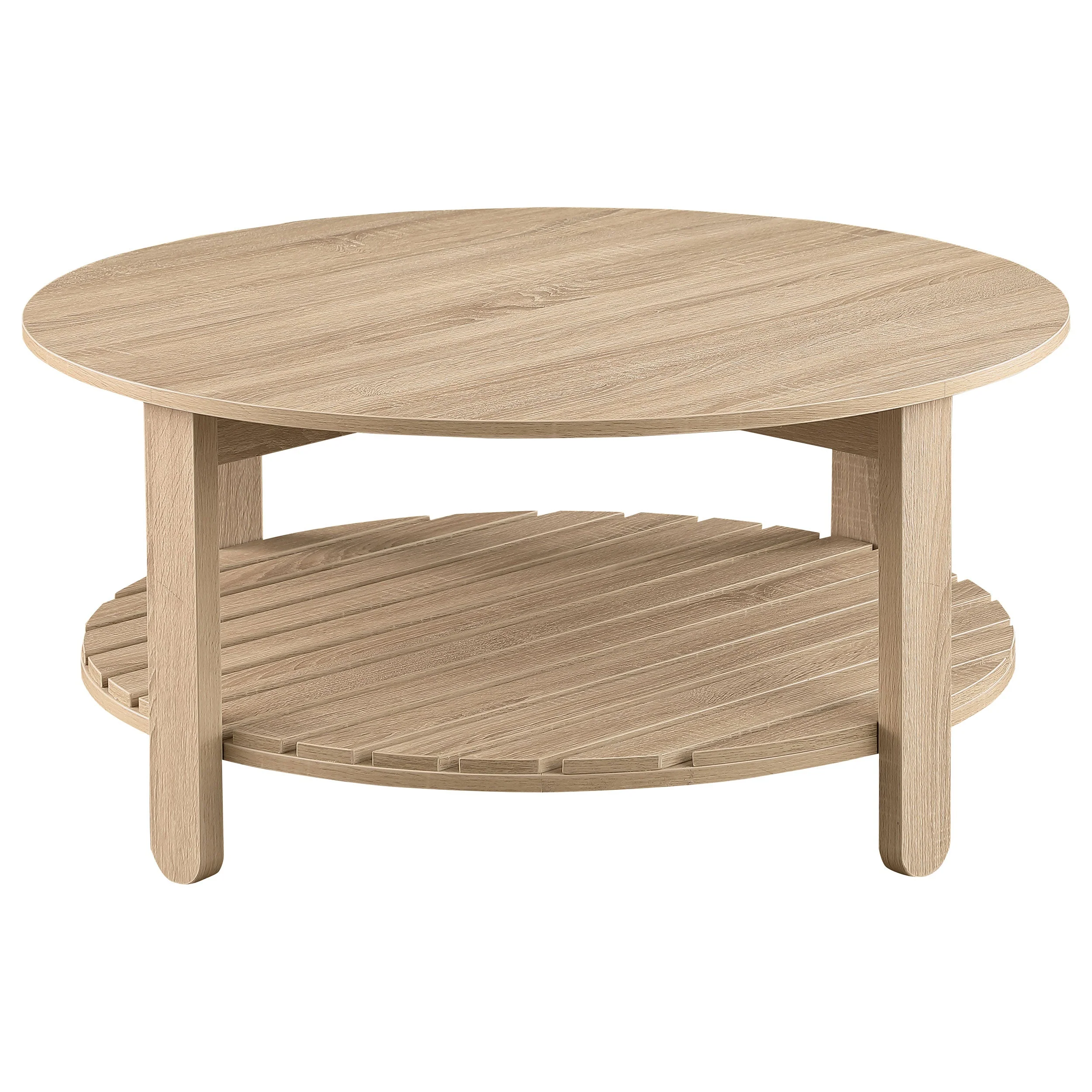 Fowler 1-shelf Round Engineered Wood Coffee Table Natural - Image 4