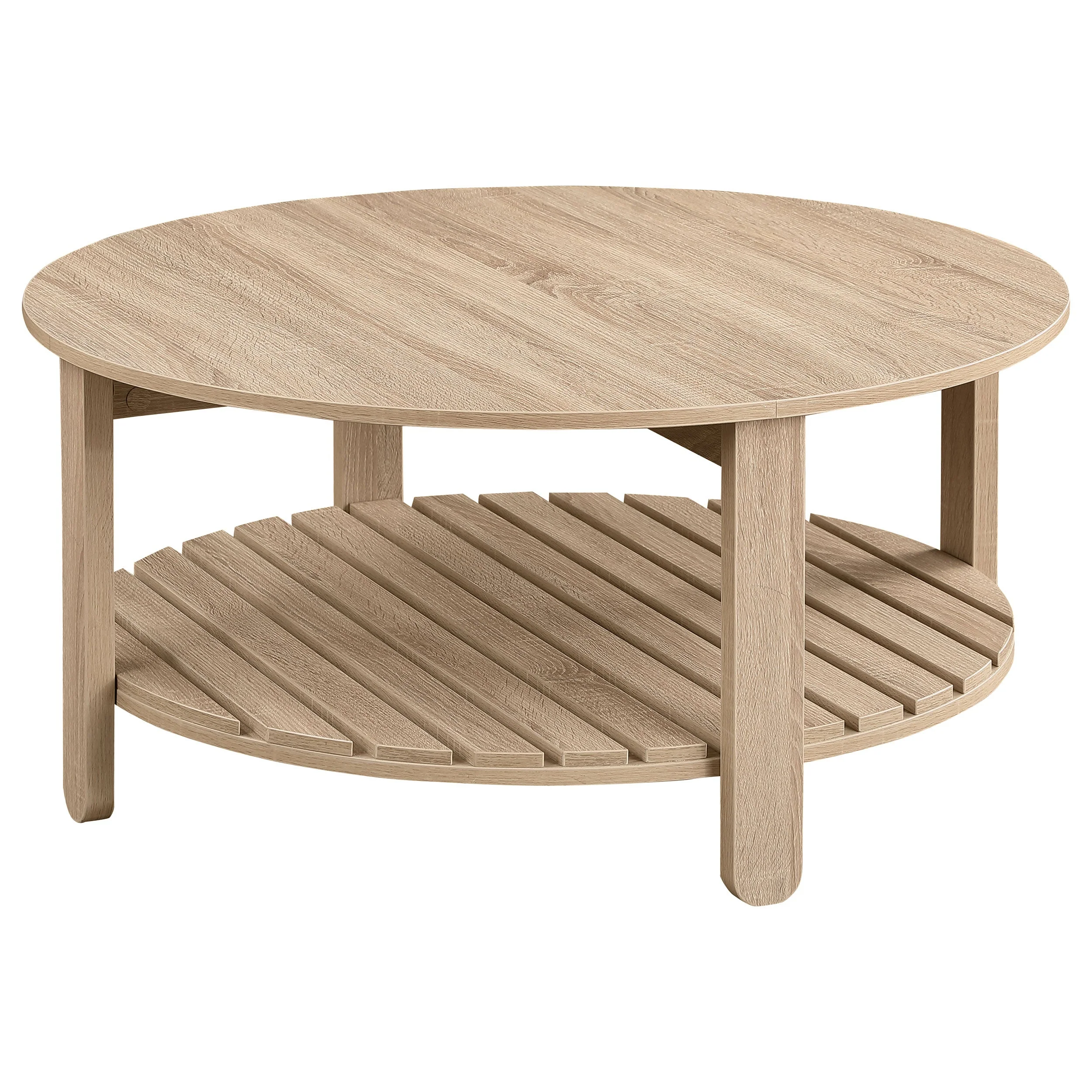 Fowler 1-shelf Round Engineered Wood Coffee Table Natural - Image 5