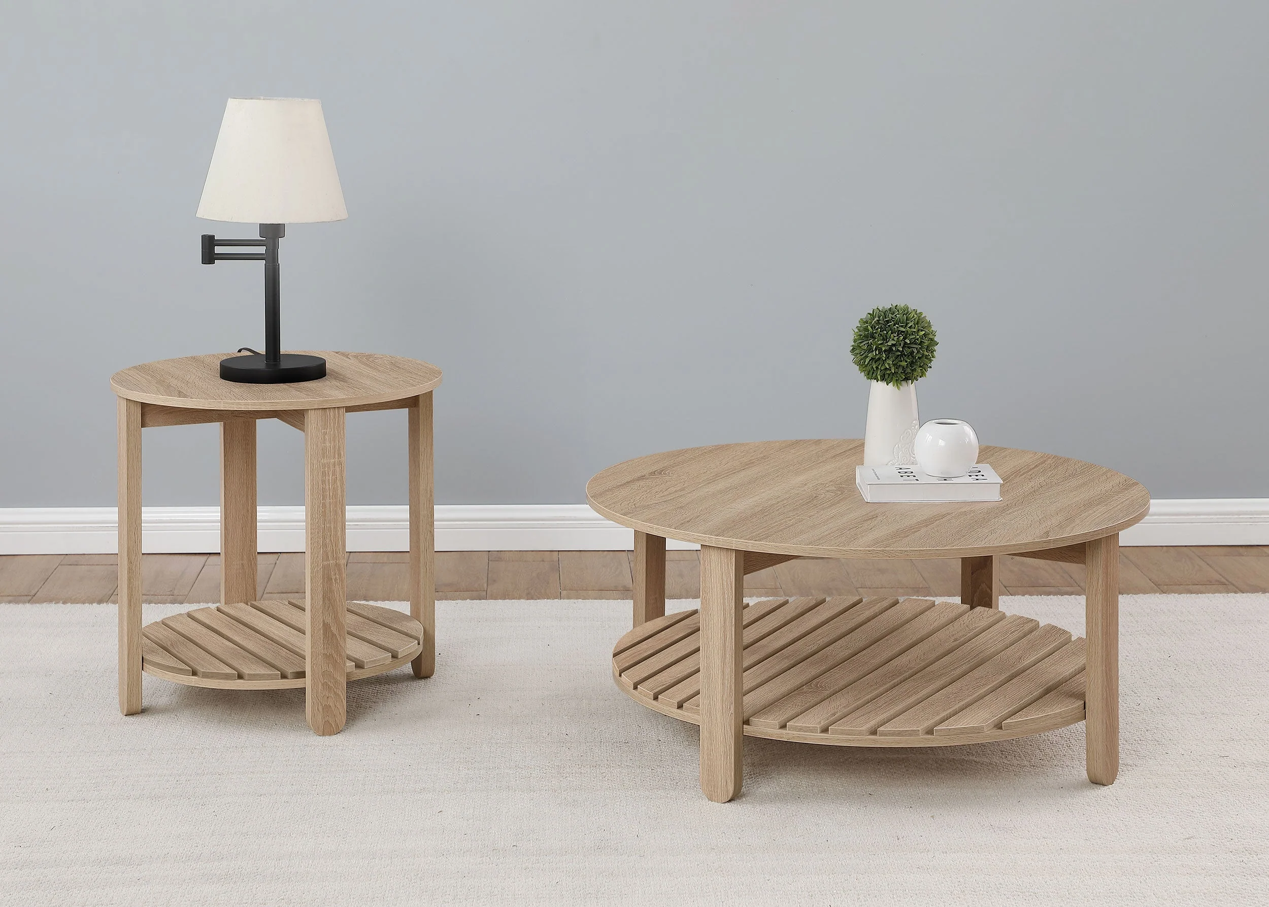Fowler 1-shelf Round Engineered Wood Coffee Table Natural - Image 8