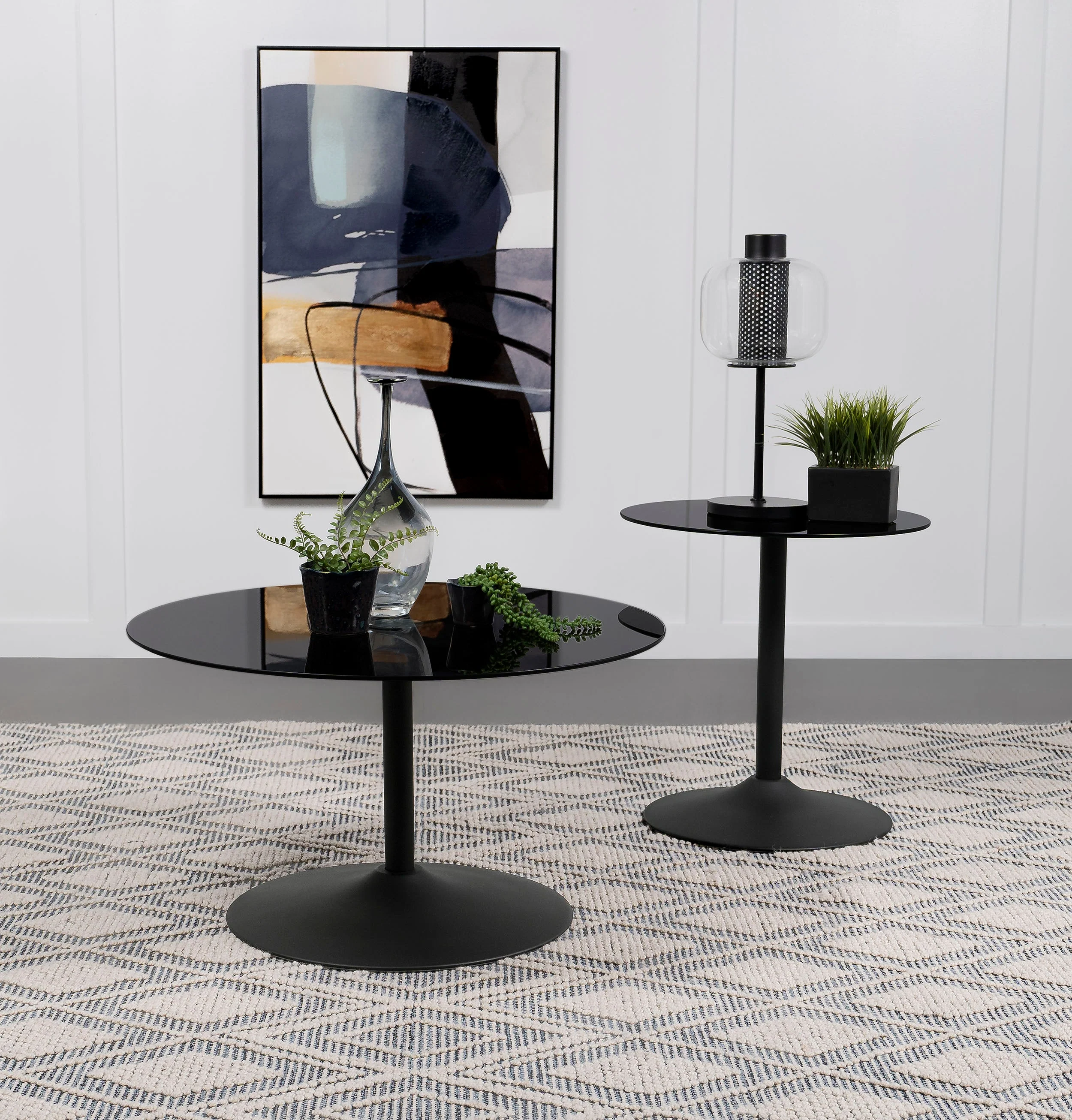 Ganso Round Glass Top Coffee and End Table Set - Image 3