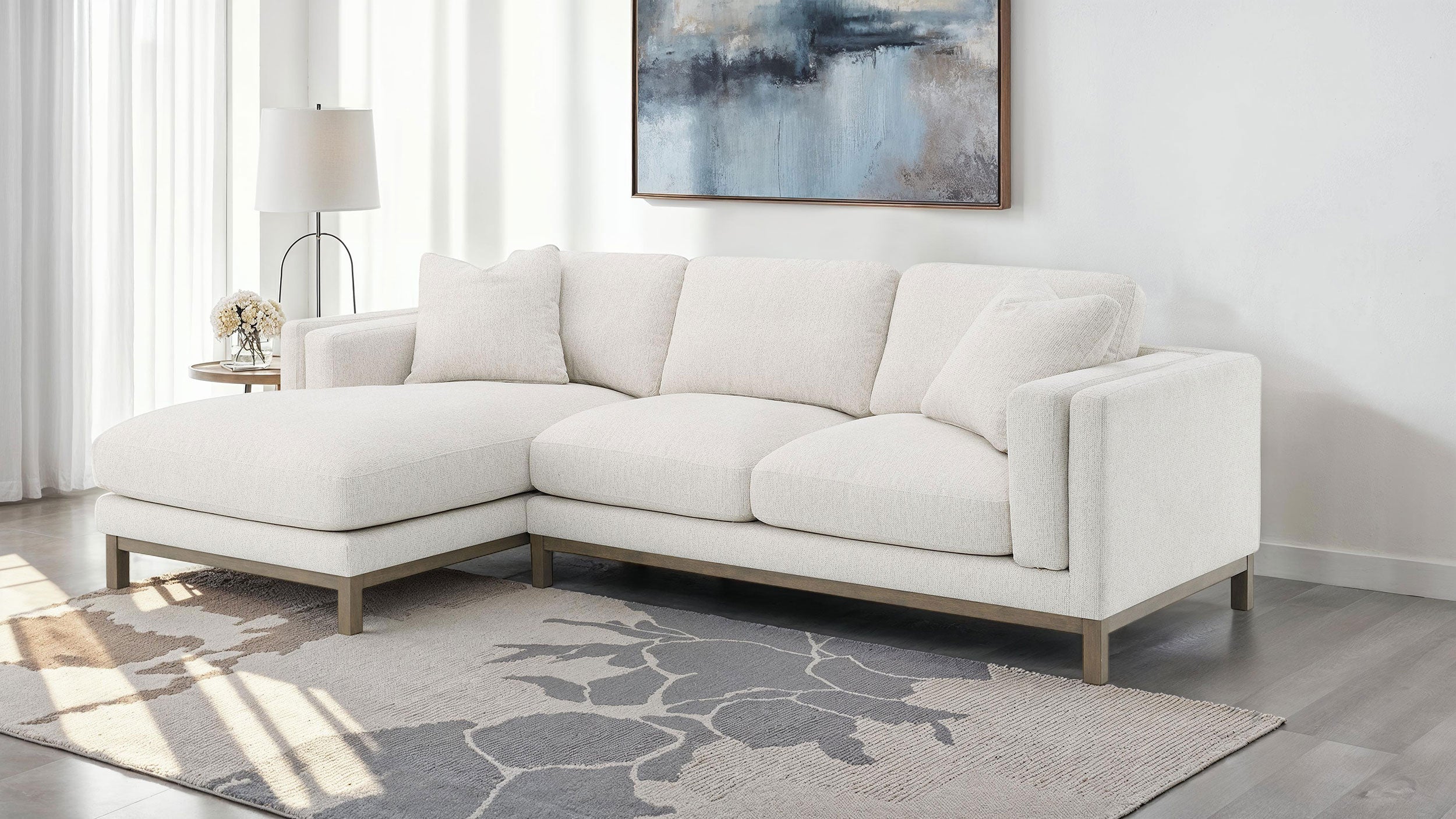 Geneva Boucle Upholstered Sectional Chaise Sofa Sand - Image 3