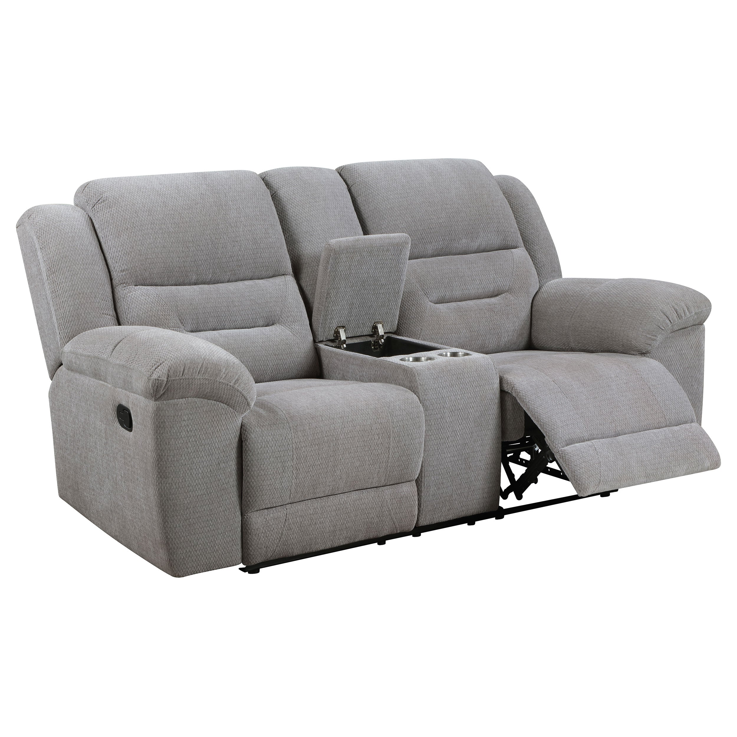 Gilson Chenille Upholstered Reclining Loveseat Grey - Image 2
