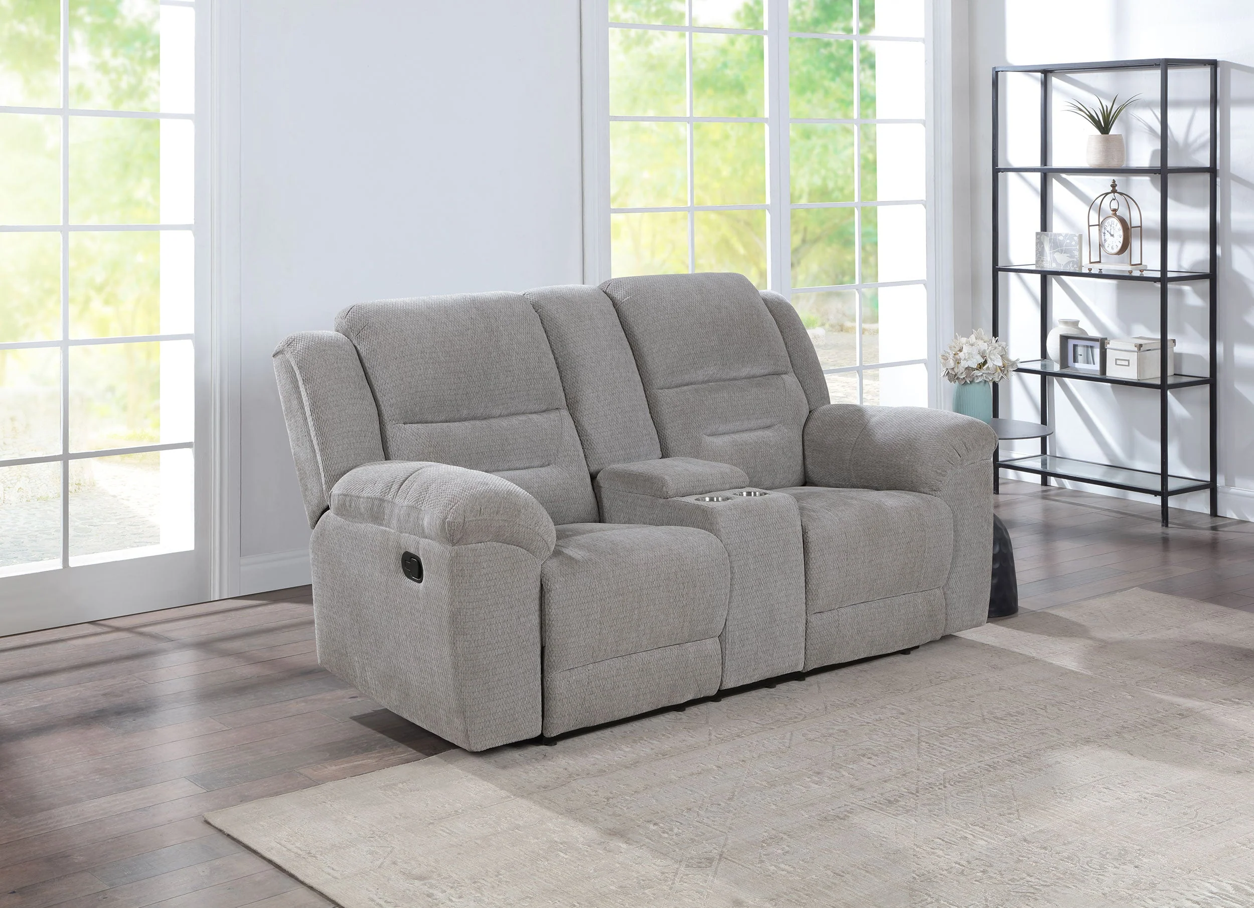 Gilson Chenille Upholstered Reclining Loveseat Grey - Image 3