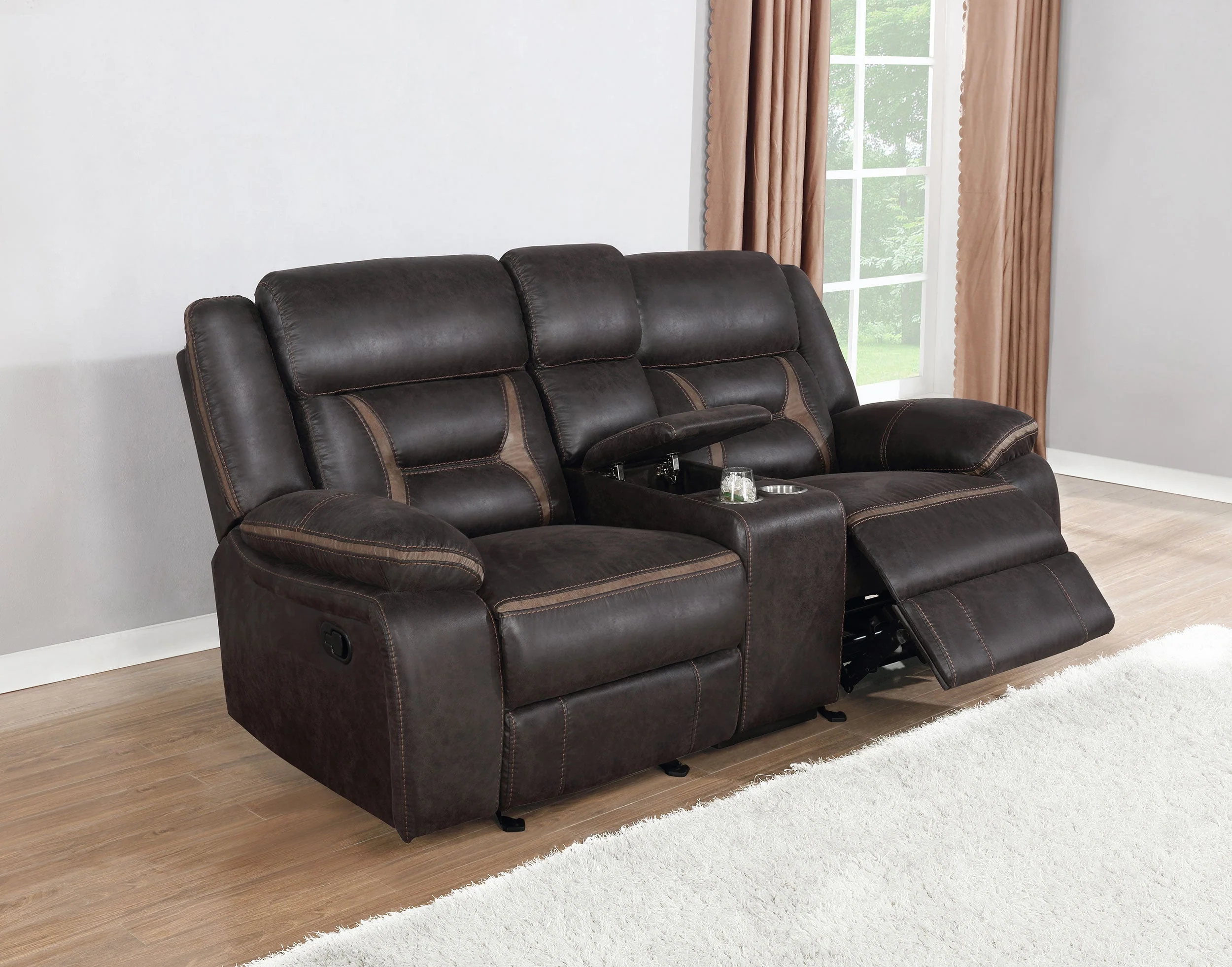 Greer Upholstered Motion Reclining Loveseat - Image 8