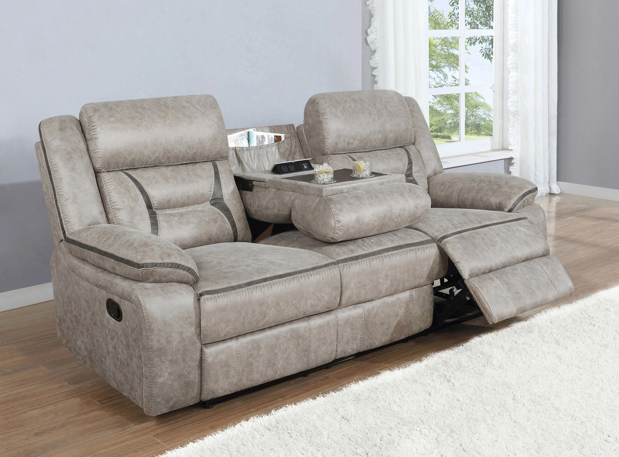 Greer Upholstered Motion Reclining Sofa - Image 5
