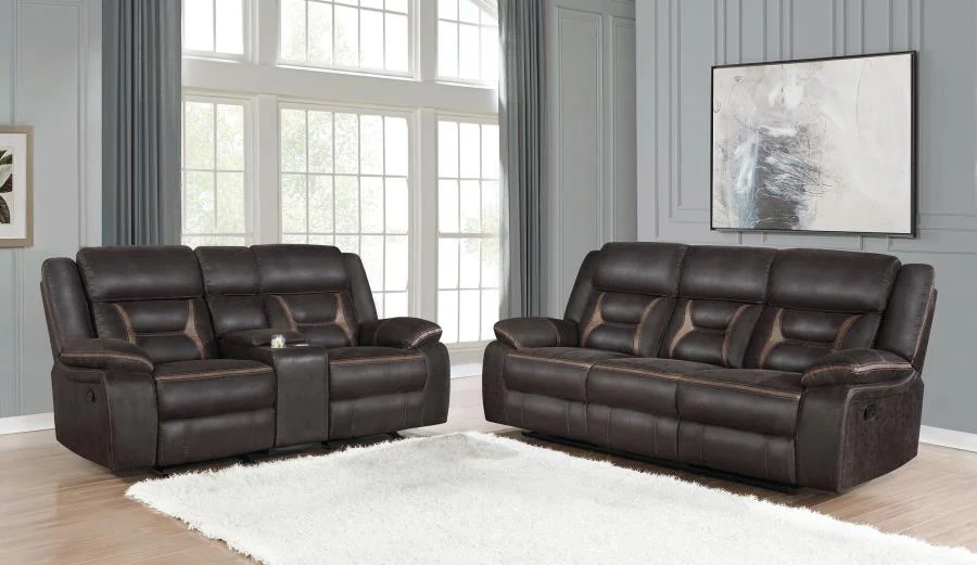 Greer Upholstered Reclining Sofa Set - Image 3