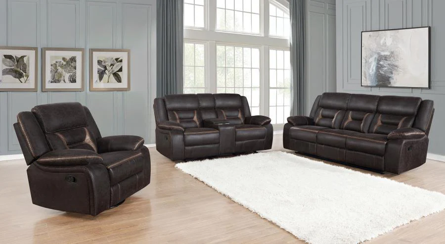 Greer Upholstered Reclining Sofa Set - Image 4
