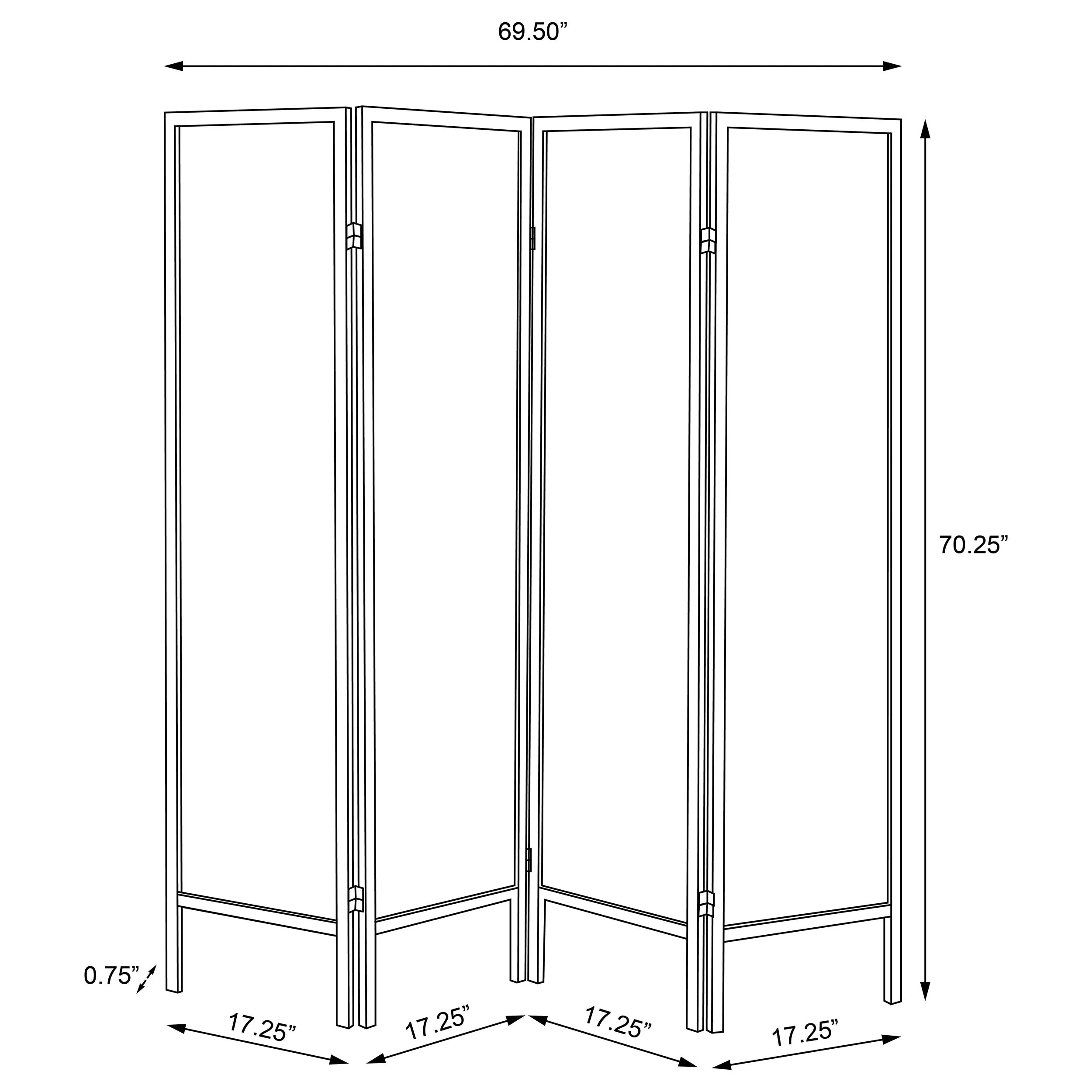 Haidera 4-Panel Room Divider Folding Screen Black Damask - Image 6