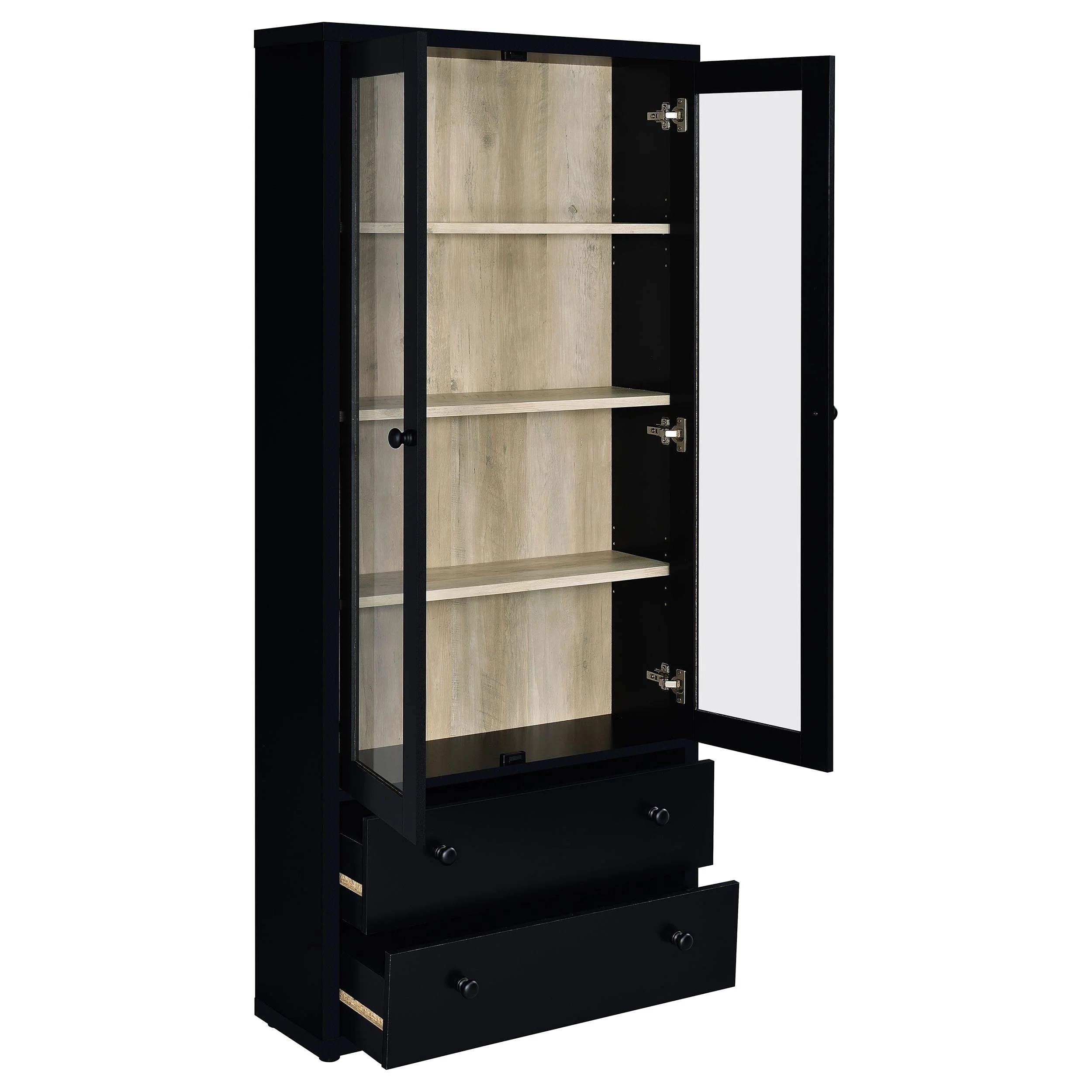 Hawthorne 4-shelf Glass Door Tall Cabinet with Drawers - Image 11