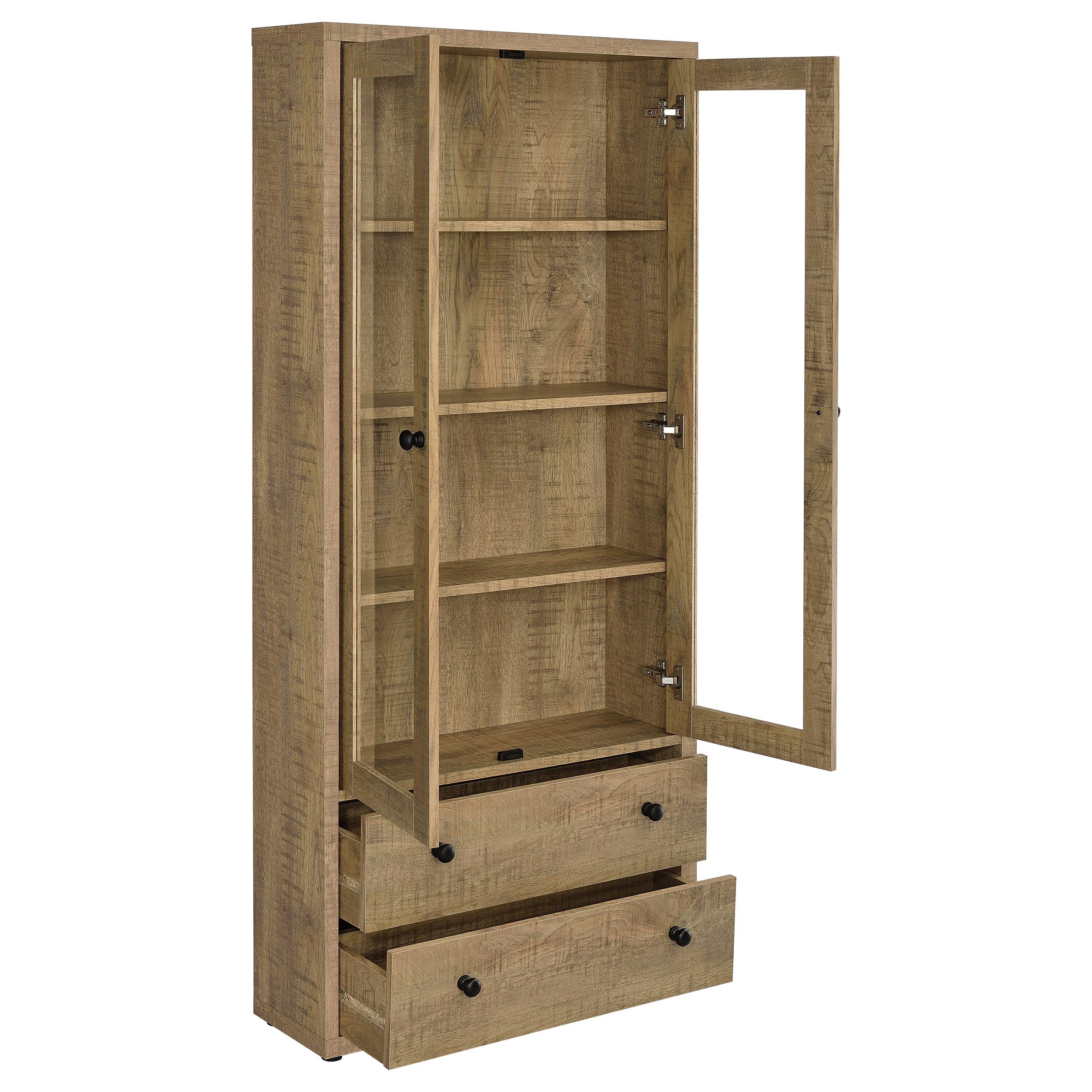 Hawthorne 4-shelf Glass Door Tall Cabinet with Drawers - Image 12