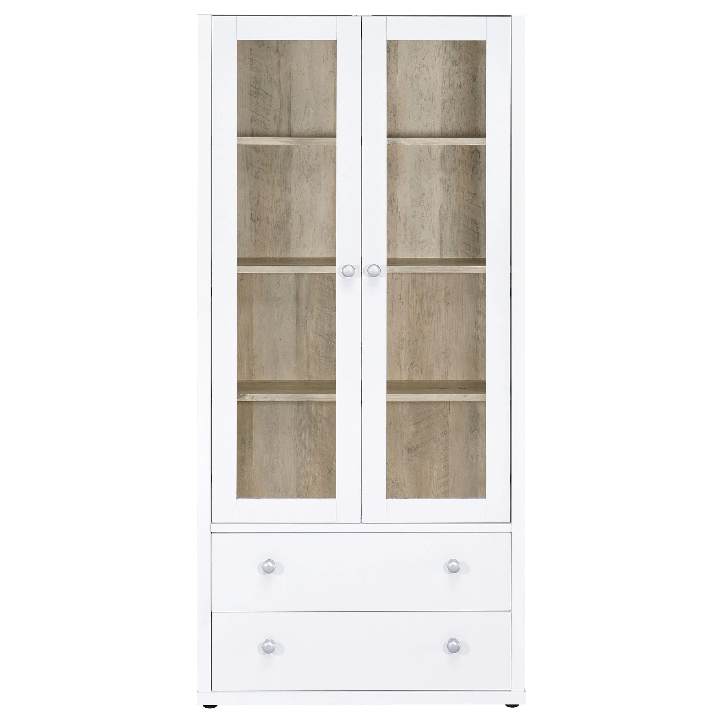 Hawthorne 4-shelf Glass Door Tall Cabinet with Drawers - Image 13