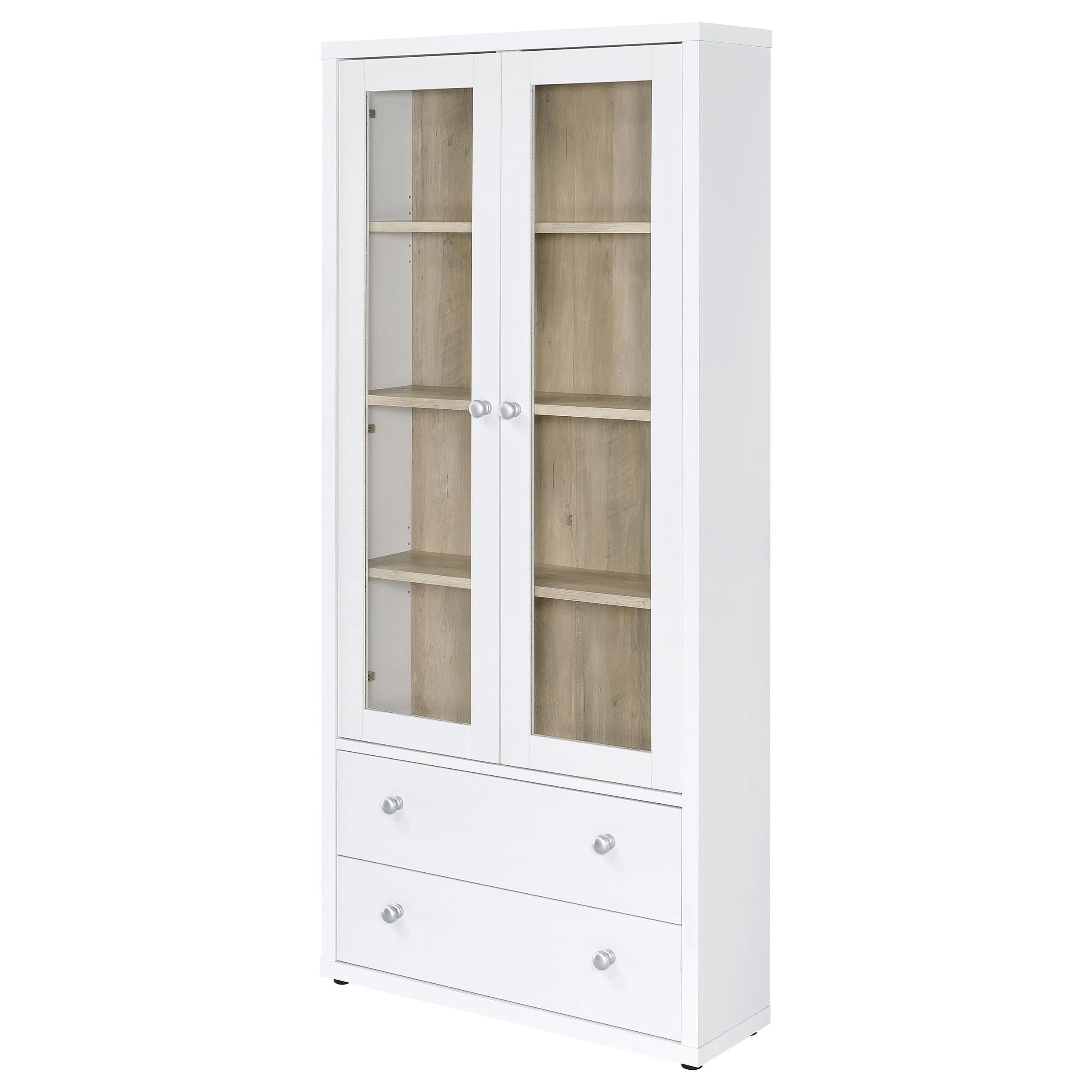 Hawthorne 4-shelf Glass Door Tall Cabinet with Drawers - Image 16
