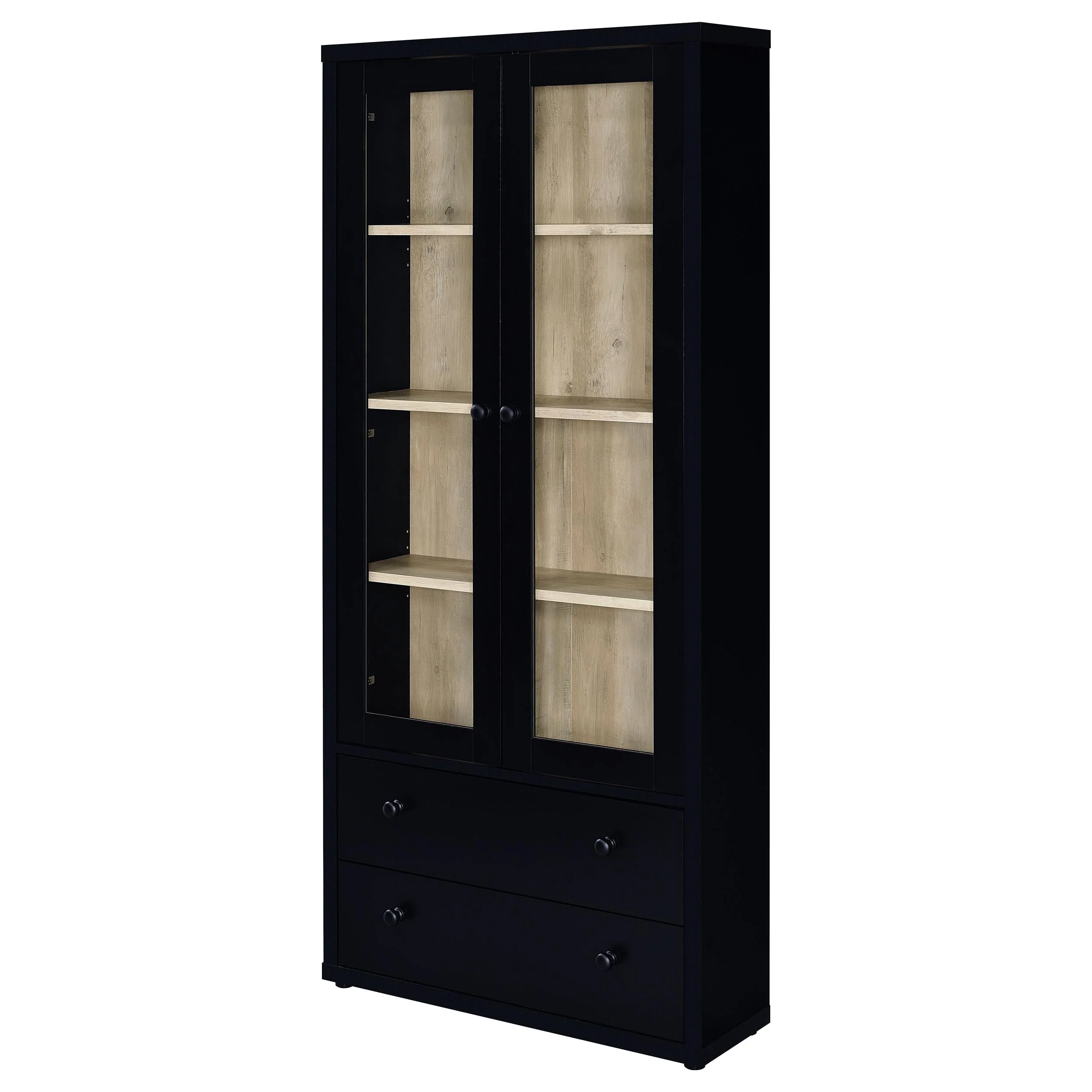 Hawthorne 4-shelf Glass Door Tall Cabinet with Drawers - Image 17