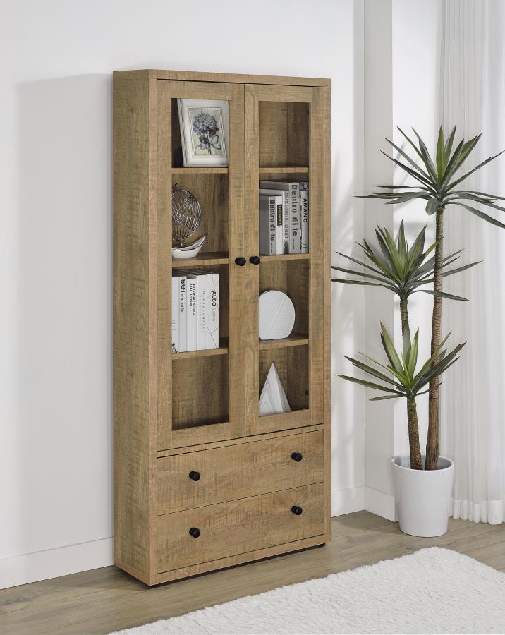 Hawthorne 4-shelf Glass Door Tall Cabinet with Drawers - Image 3