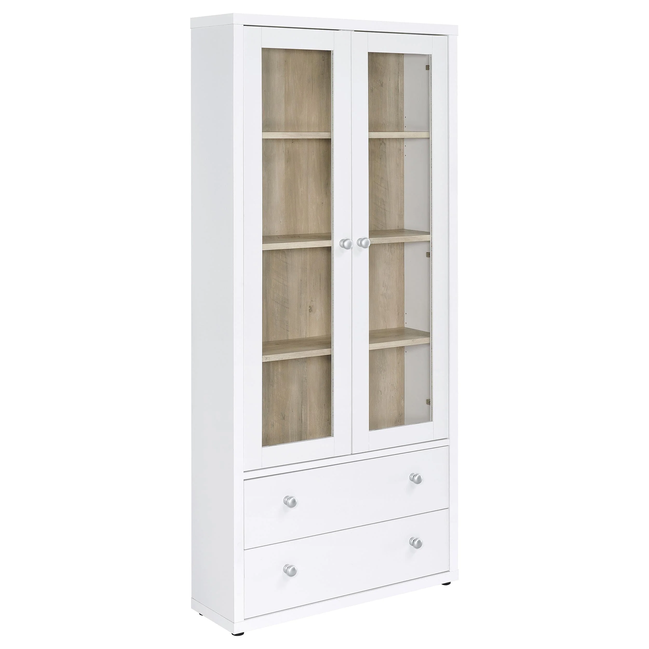 Hawthorne 4-shelf Glass Door Tall Cabinet with Drawers - Image 4