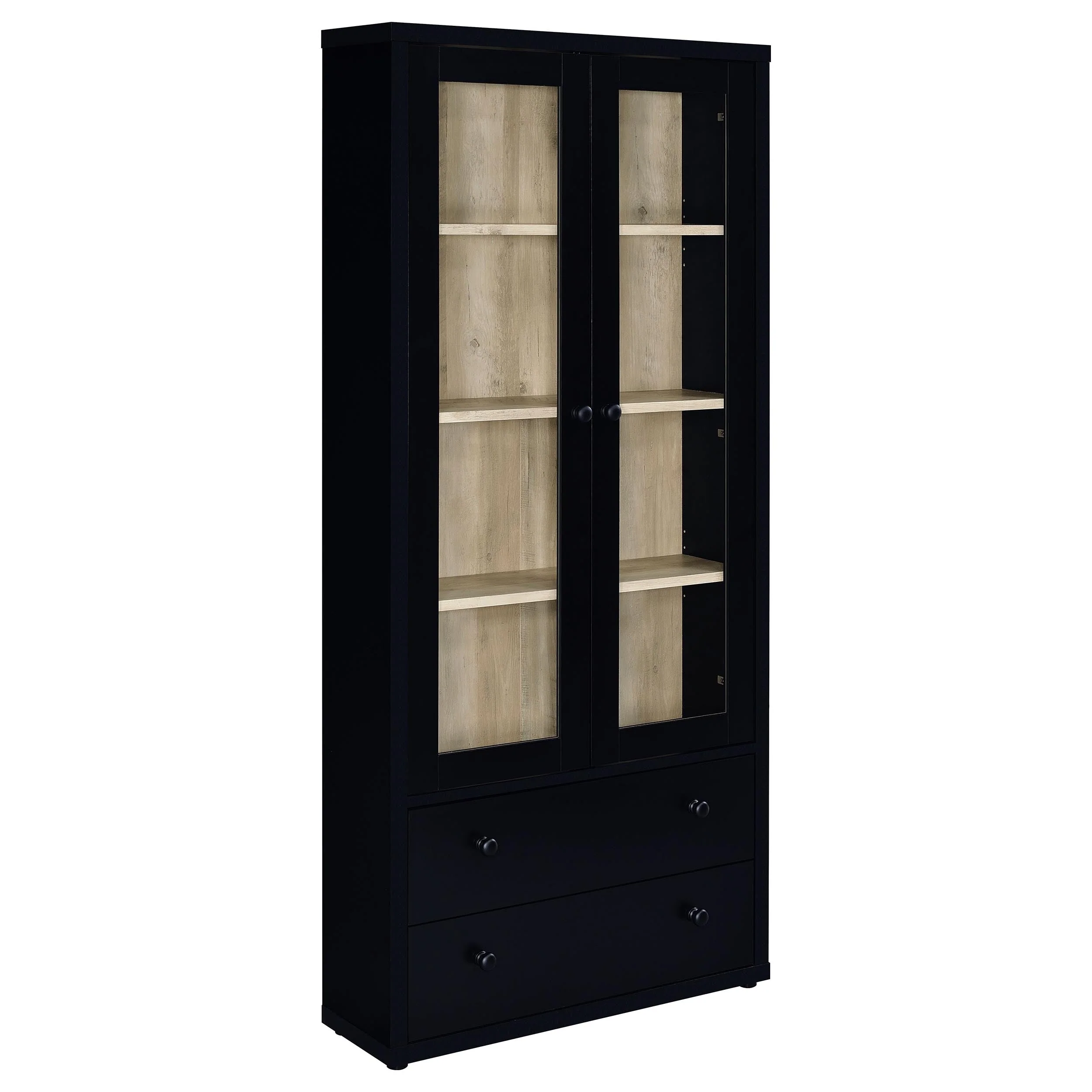 Hawthorne 4-shelf Glass Door Tall Cabinet with Drawers - Image 5