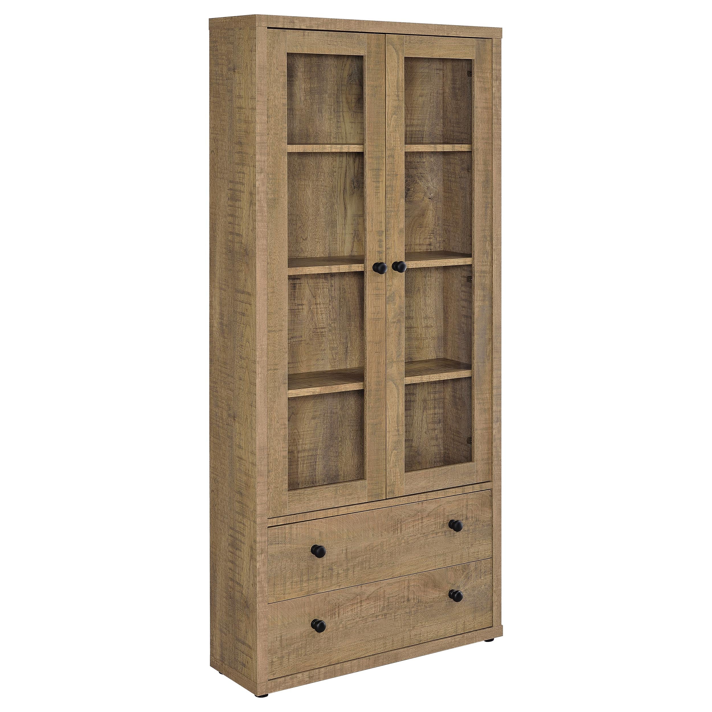 Hawthorne 4-shelf Glass Door Tall Cabinet with Drawers - Image 6