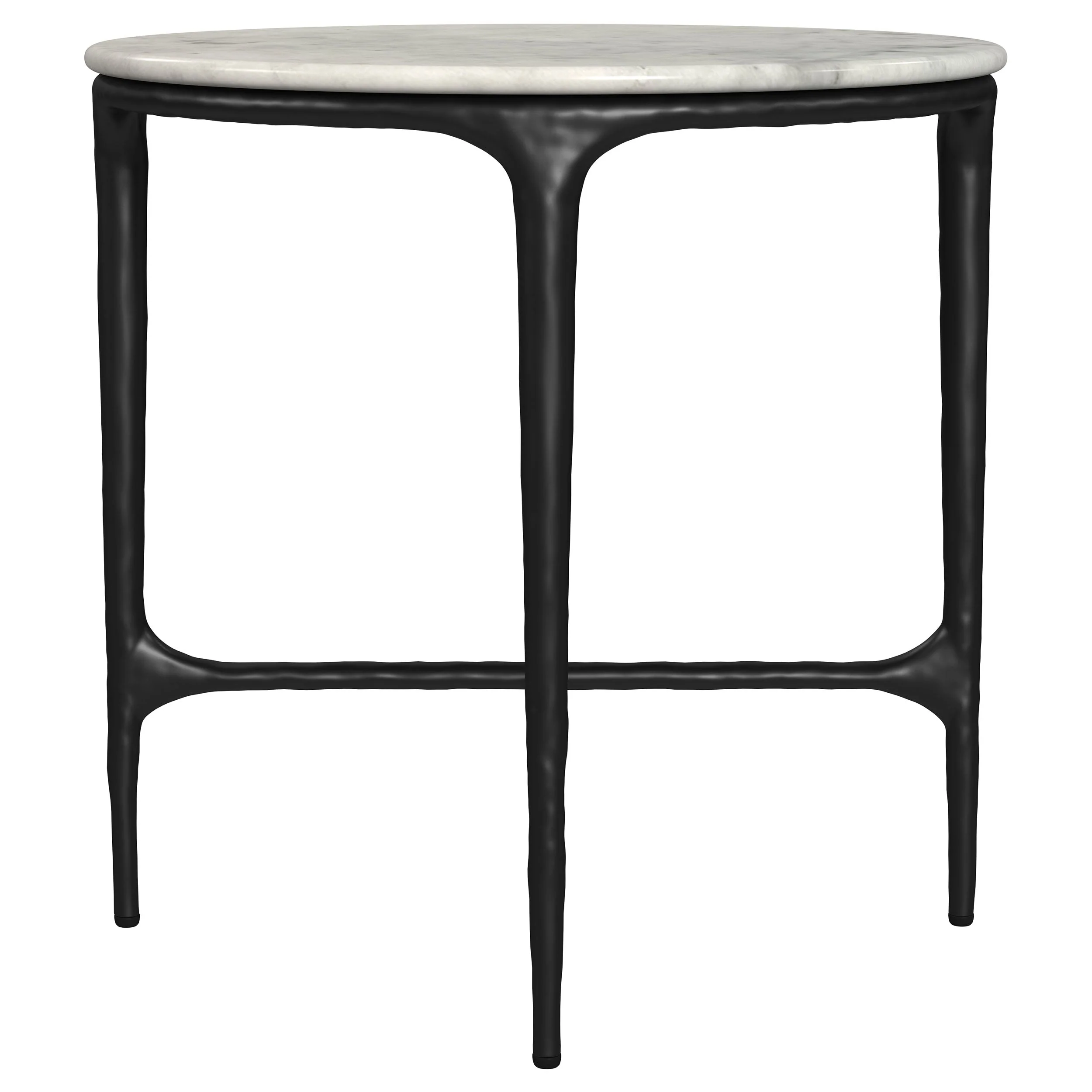 Hermas Round Genuine Marble Top Metal End Side Table White - Image 6