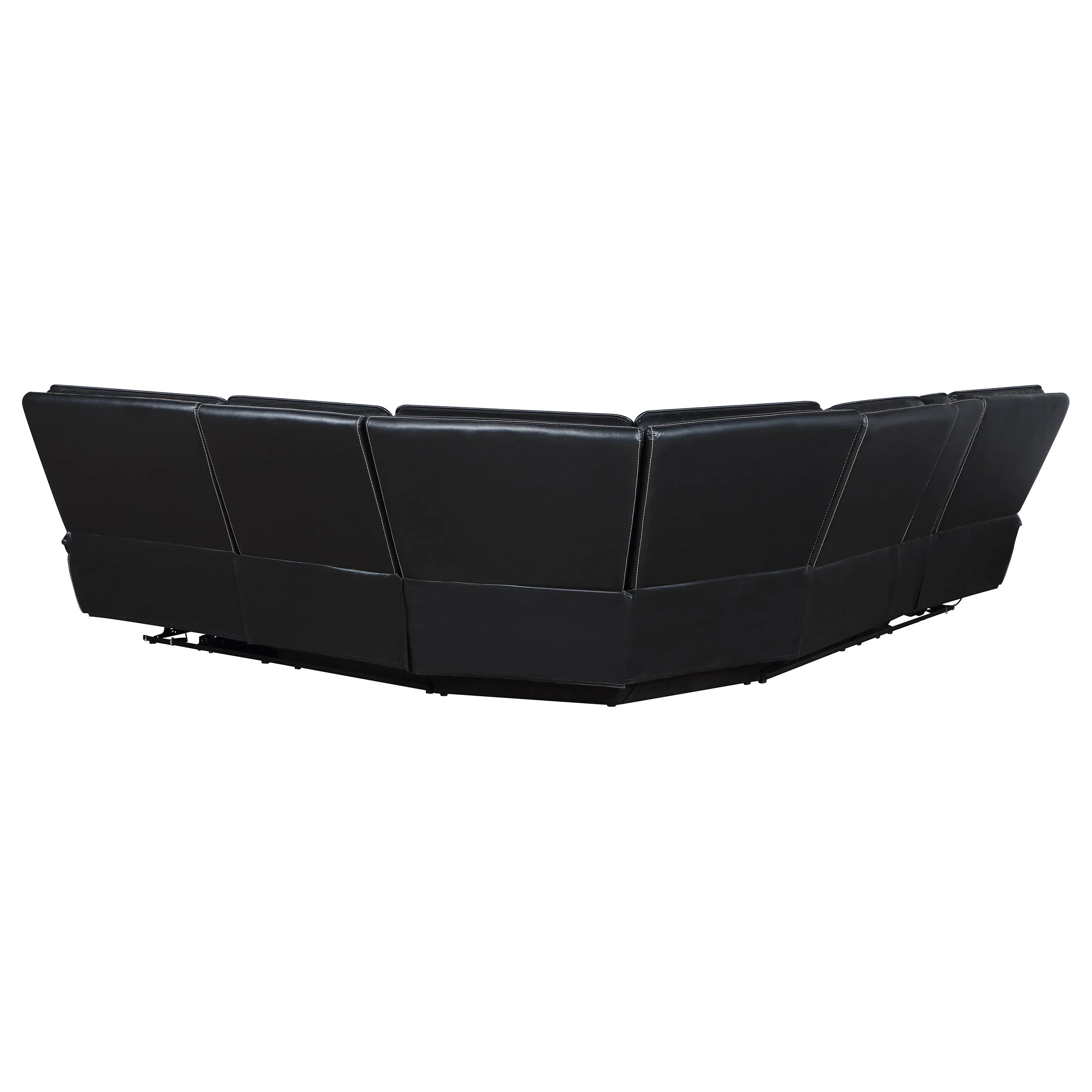 Hewitt Leather Dual Power Reclining Sectional Sofa Black - Image 7