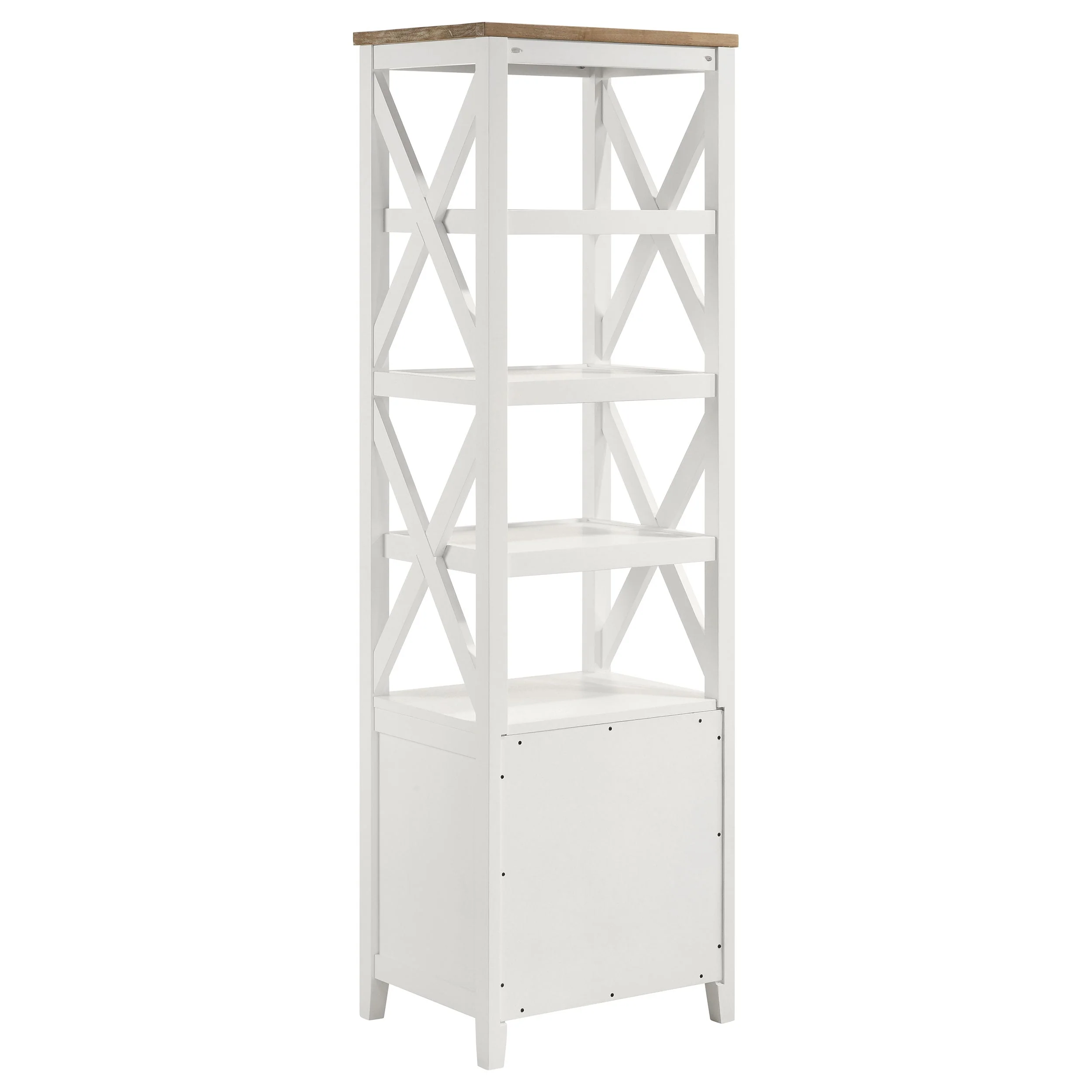 Hollis 4-shelf Wood Media Tower with Drawers Brown and White - Image 7