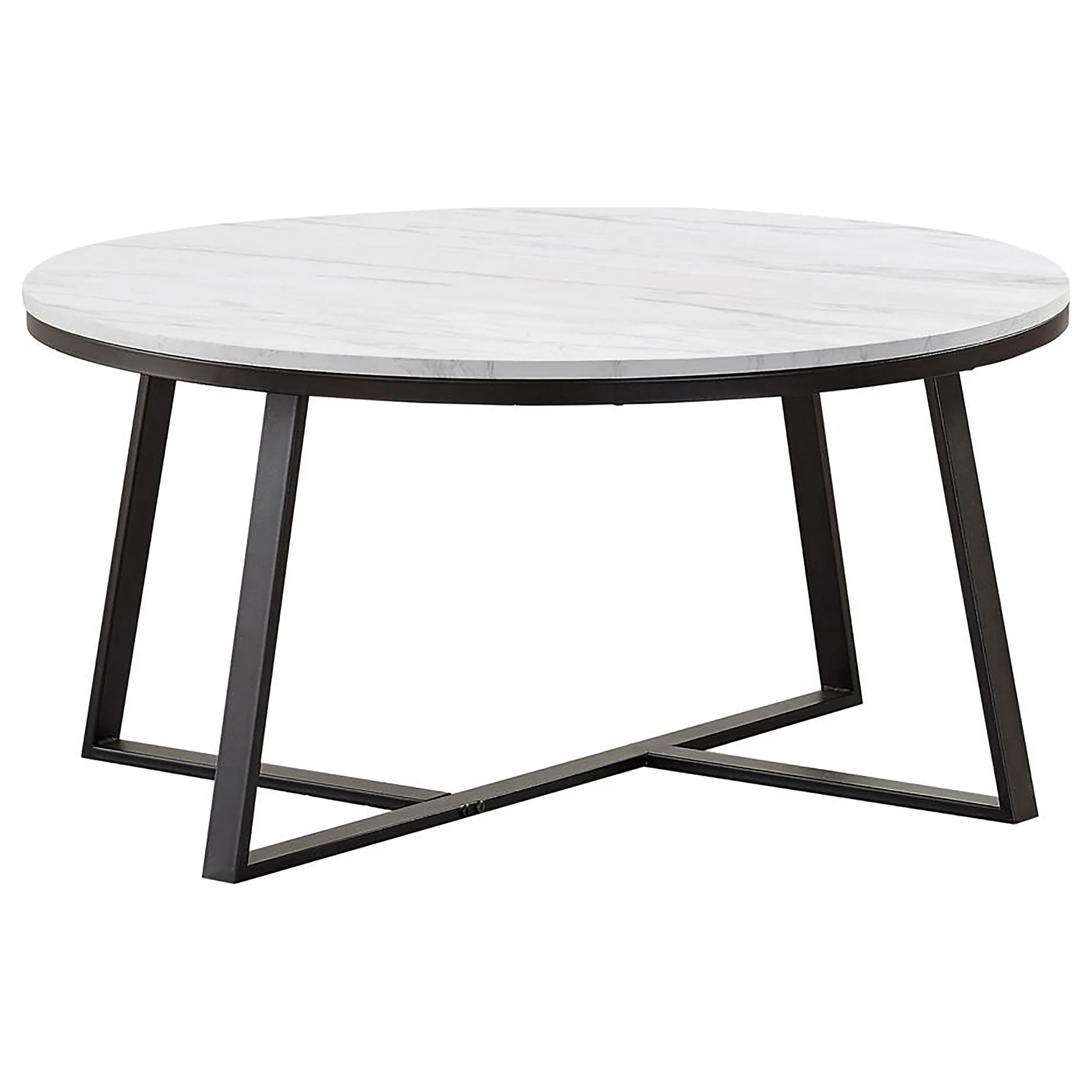 Hugo Round Faux Marble Coffee Table White and Matte Black - Image 2