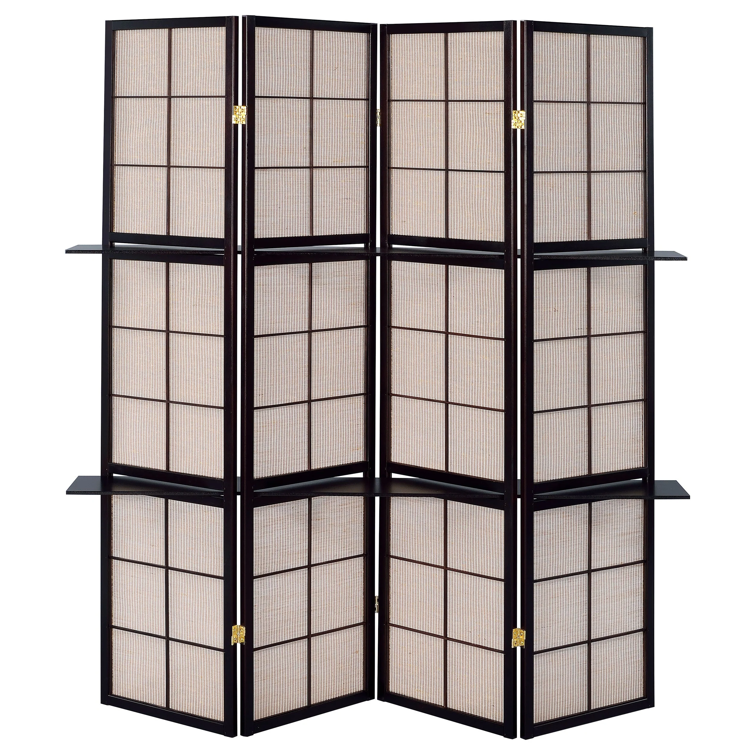 Iggy 4-Panel Room Divider Folding Shoji Screen Cappuccino - Image 4