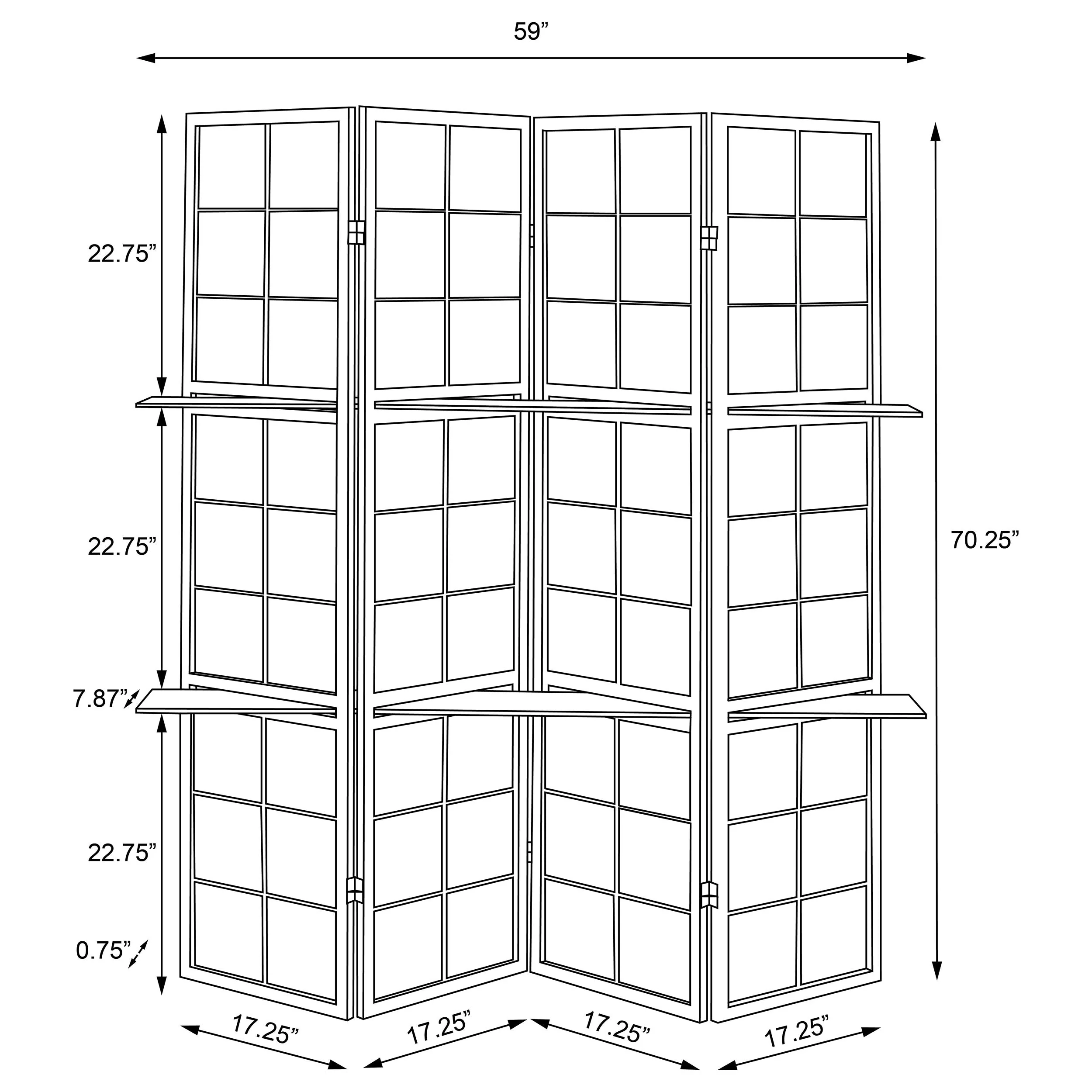 Iggy 4-Panel Room Divider Folding Shoji Screen Cappuccino - Image 8