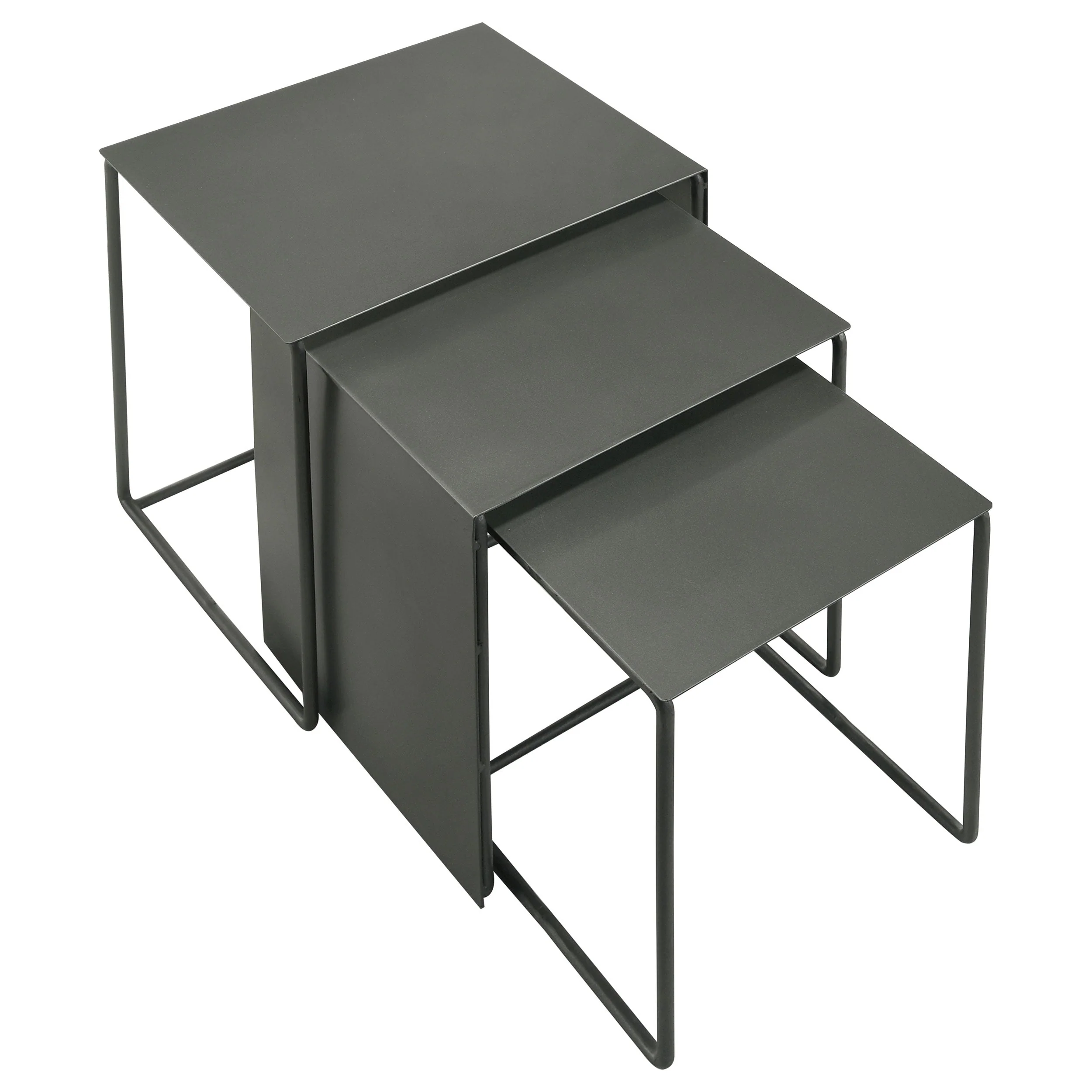 Imez 3-piece Rectangular Metal Nesting Table Set Grey - Image 4