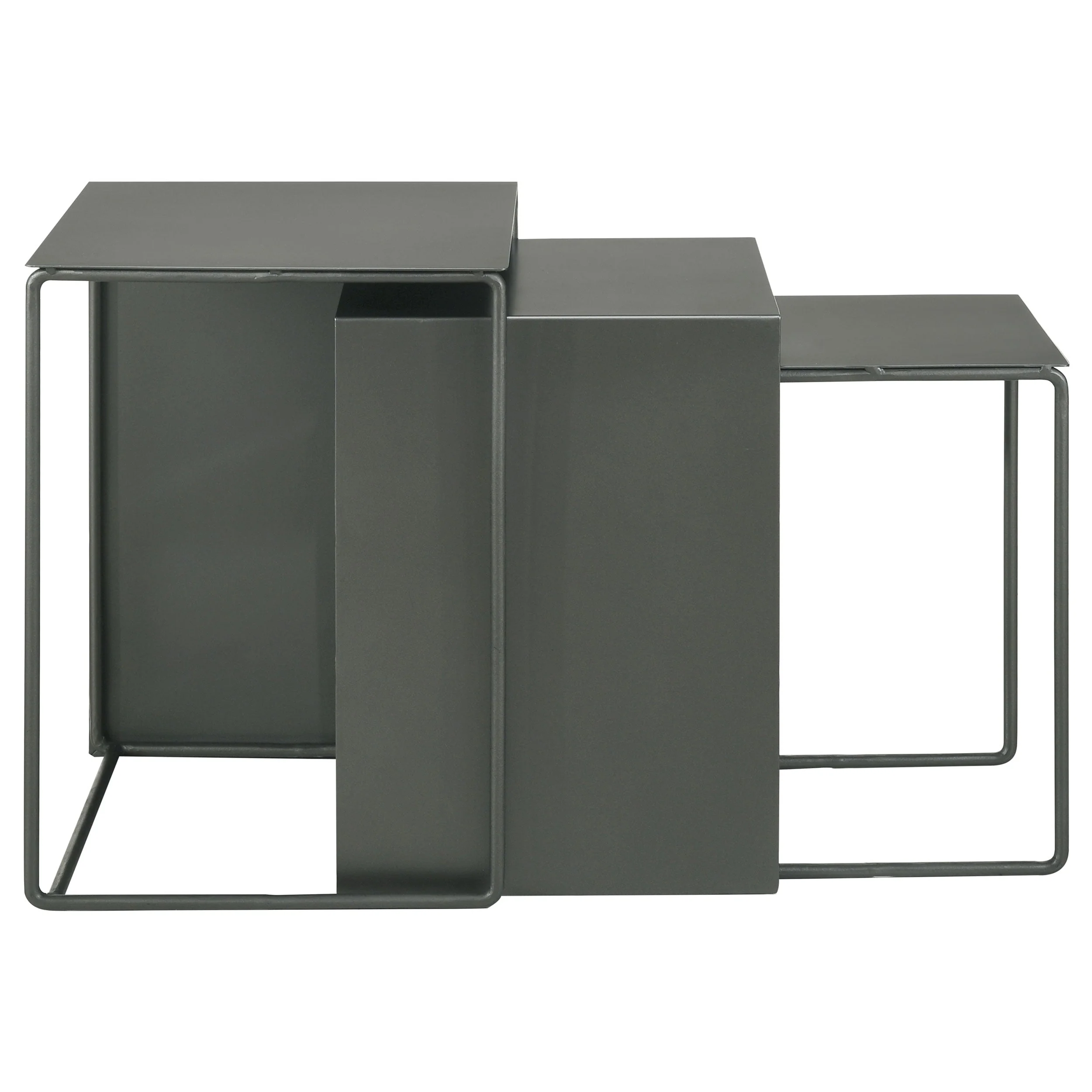 Imez 3-piece Rectangular Metal Nesting Table Set Grey - Image 7