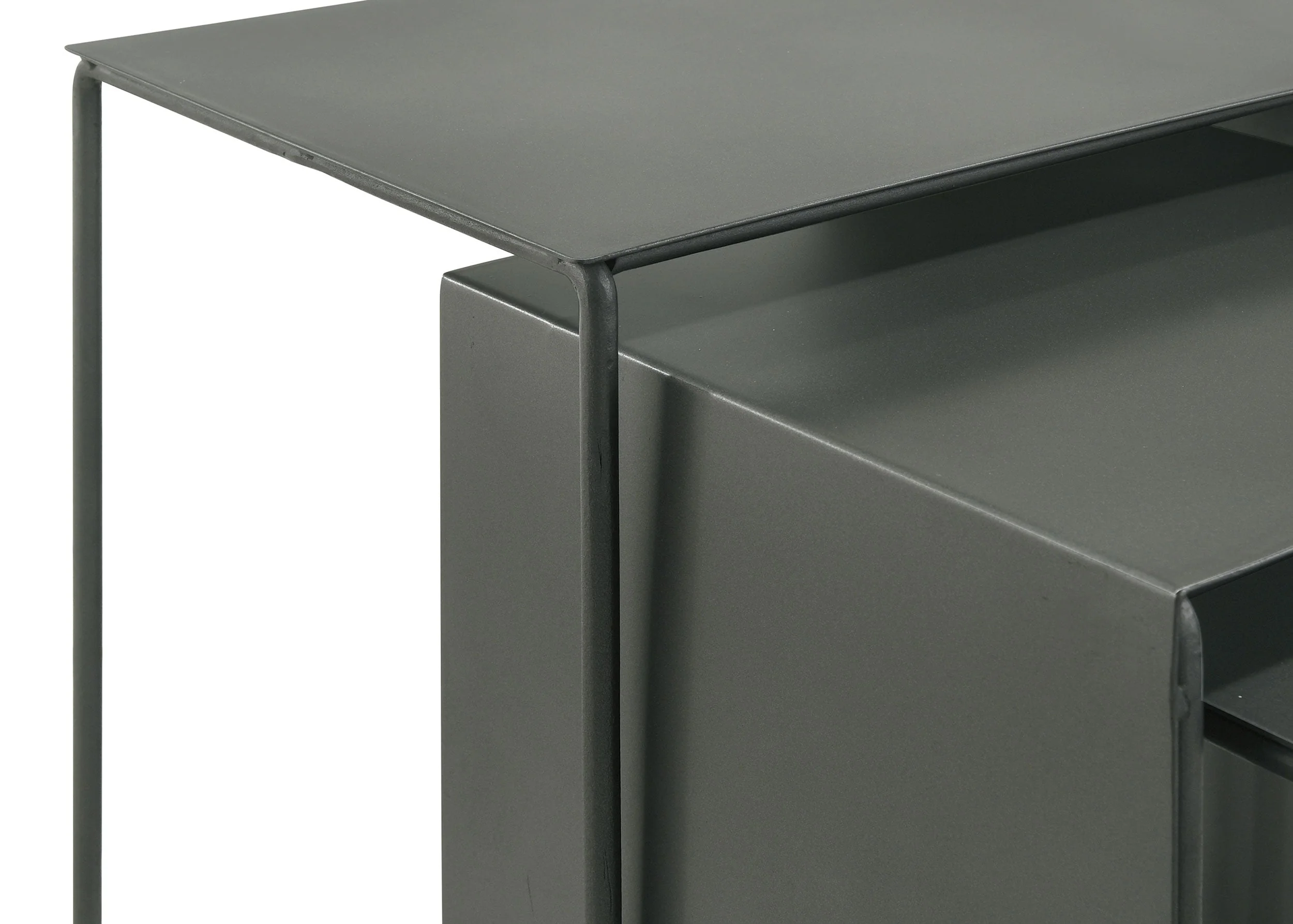 Imez 3-piece Rectangular Metal Nesting Table Set Grey - Image 8