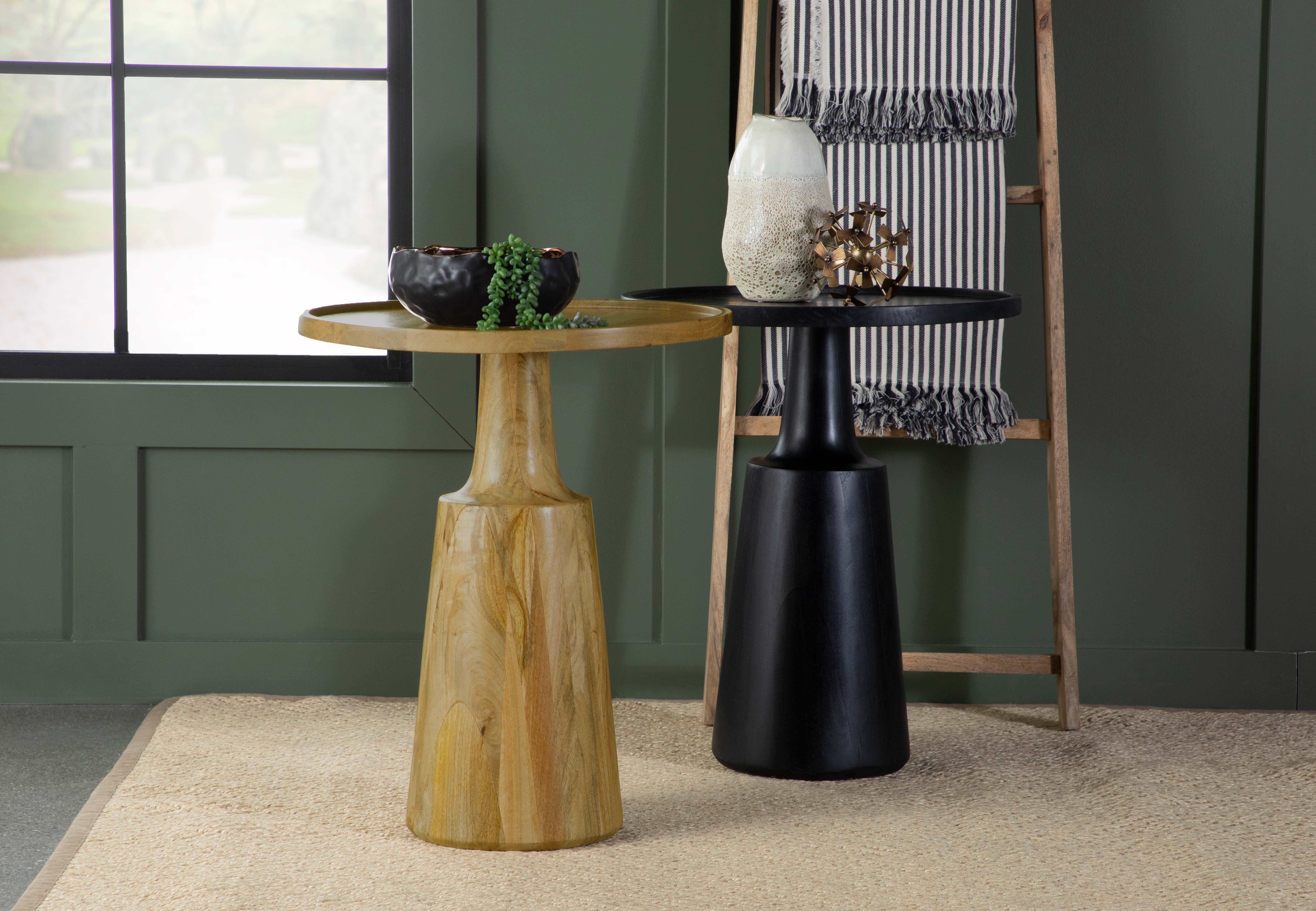 Ixia Round Solid Wood Accent Side Table - Image 14