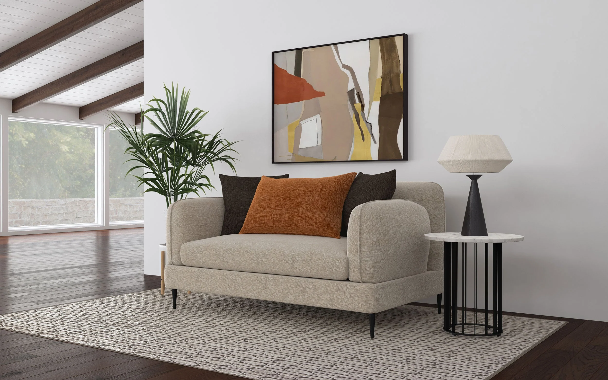 Jade Chenille Upholstered Sculpted Track Arm Loveseat - Image 5