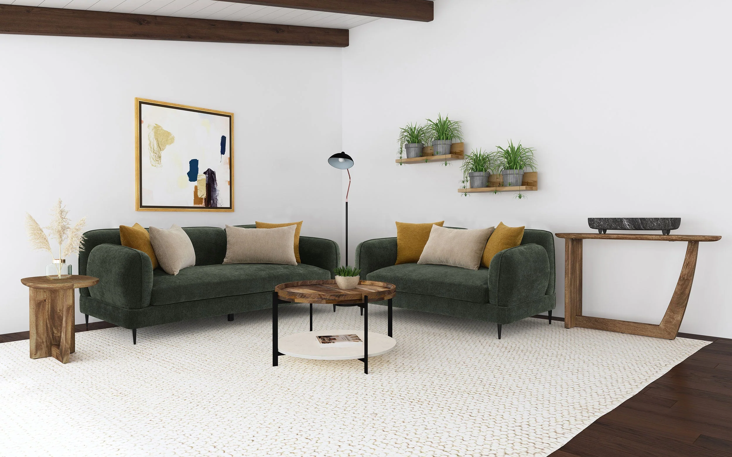 Jade Chenille Upholstered Sofa Set - Image 4