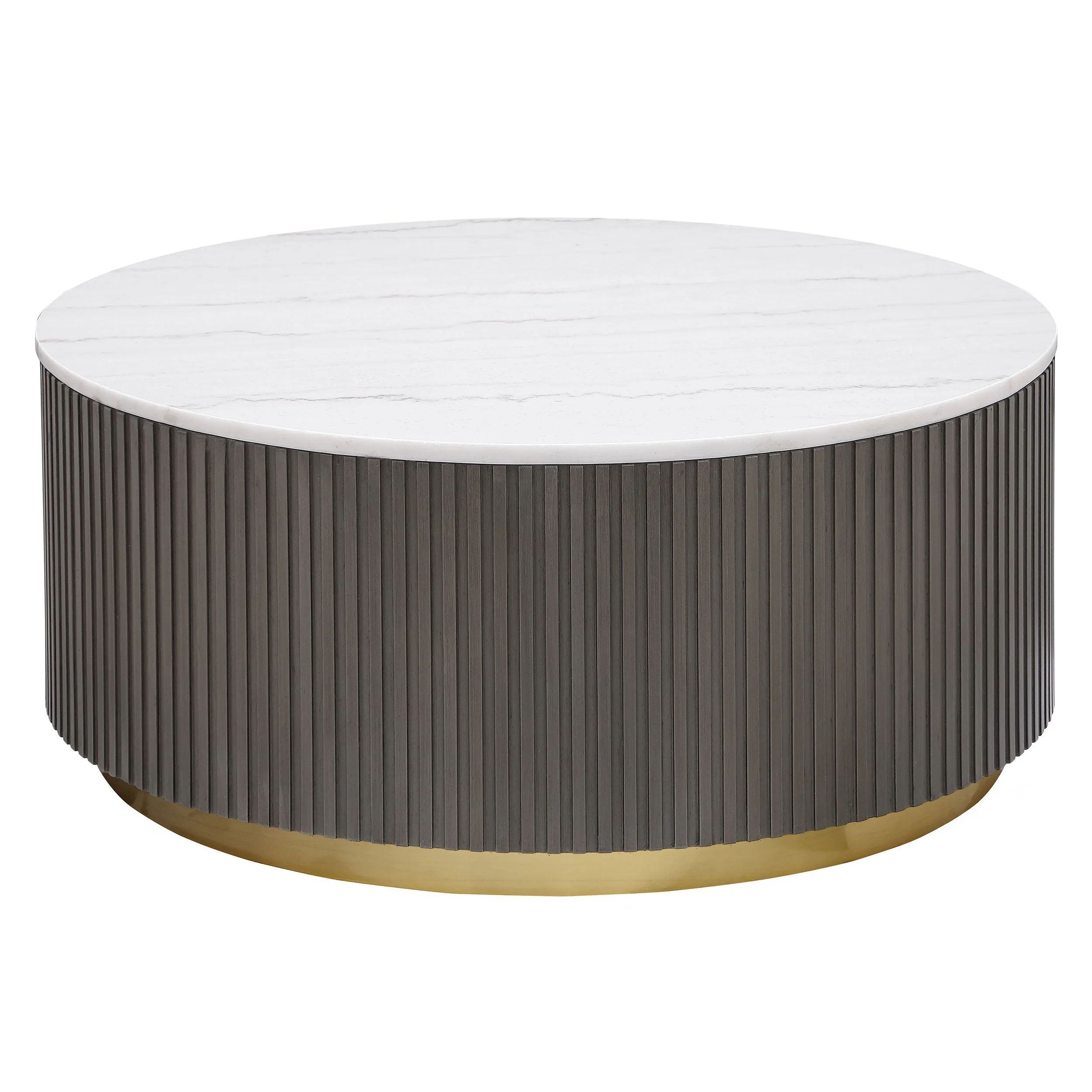 Jason Round Marble Top Coffee Table White and Charcoal - Image 2