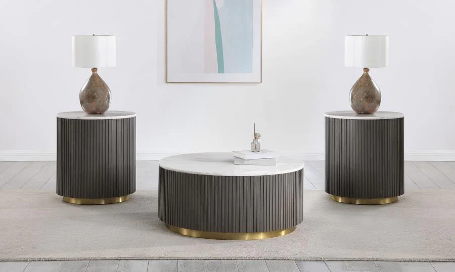 Jason Round Marble Coffee and End Table Set
