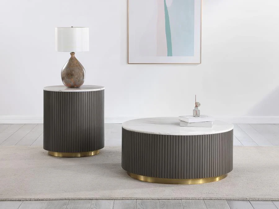Jason Round Marble Coffee and End Table Set - Image 2