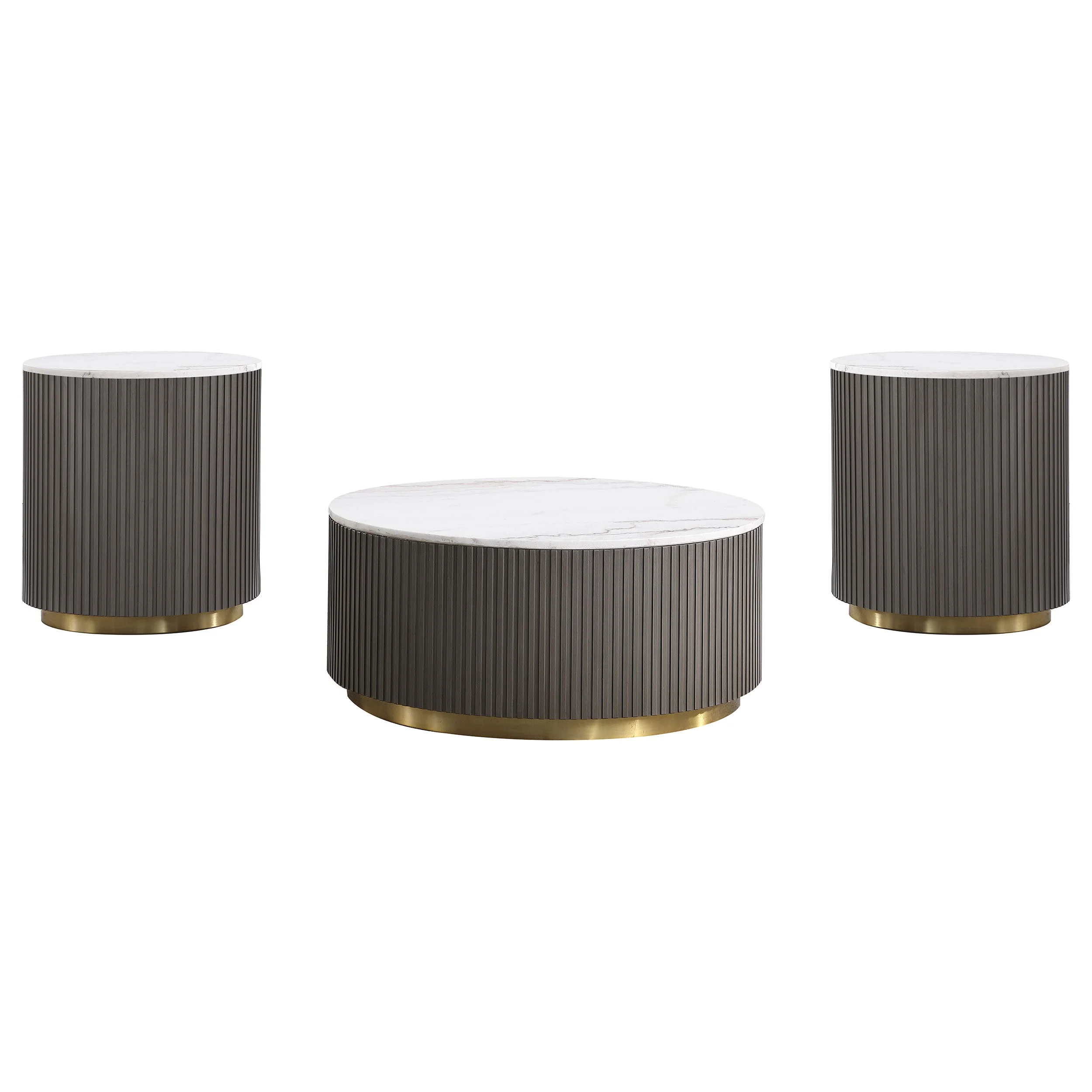 Jason Round Marble Coffee and End Table Set - Image 6