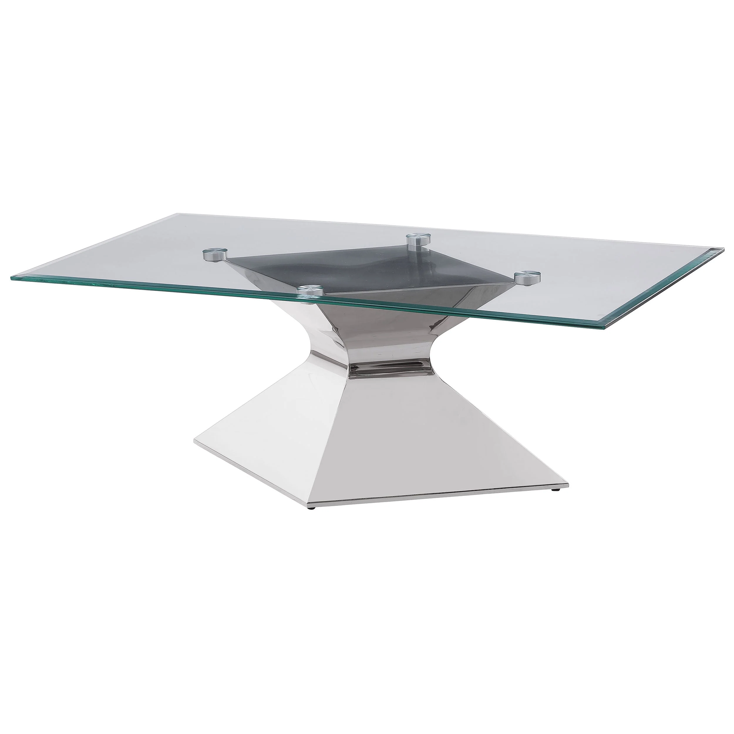 Jenny Glass Top Stainless Steel Coffee Table Chrome - Image 5