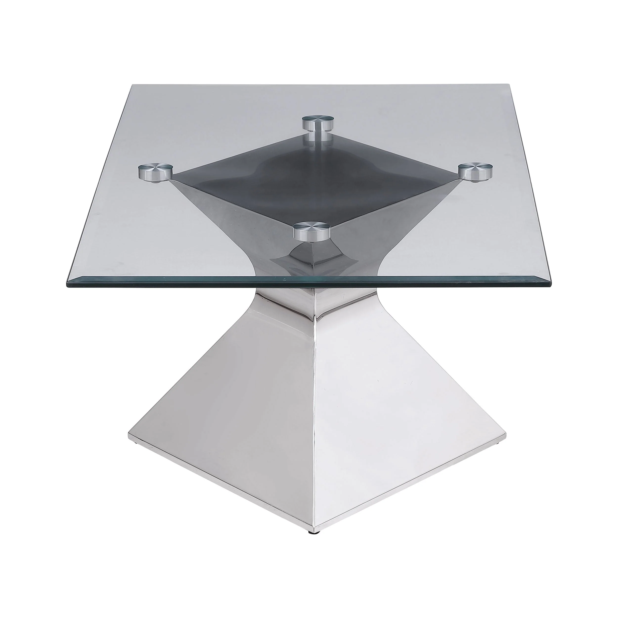 Jenny Glass Top Stainless Steel Coffee Table Chrome - Image 6