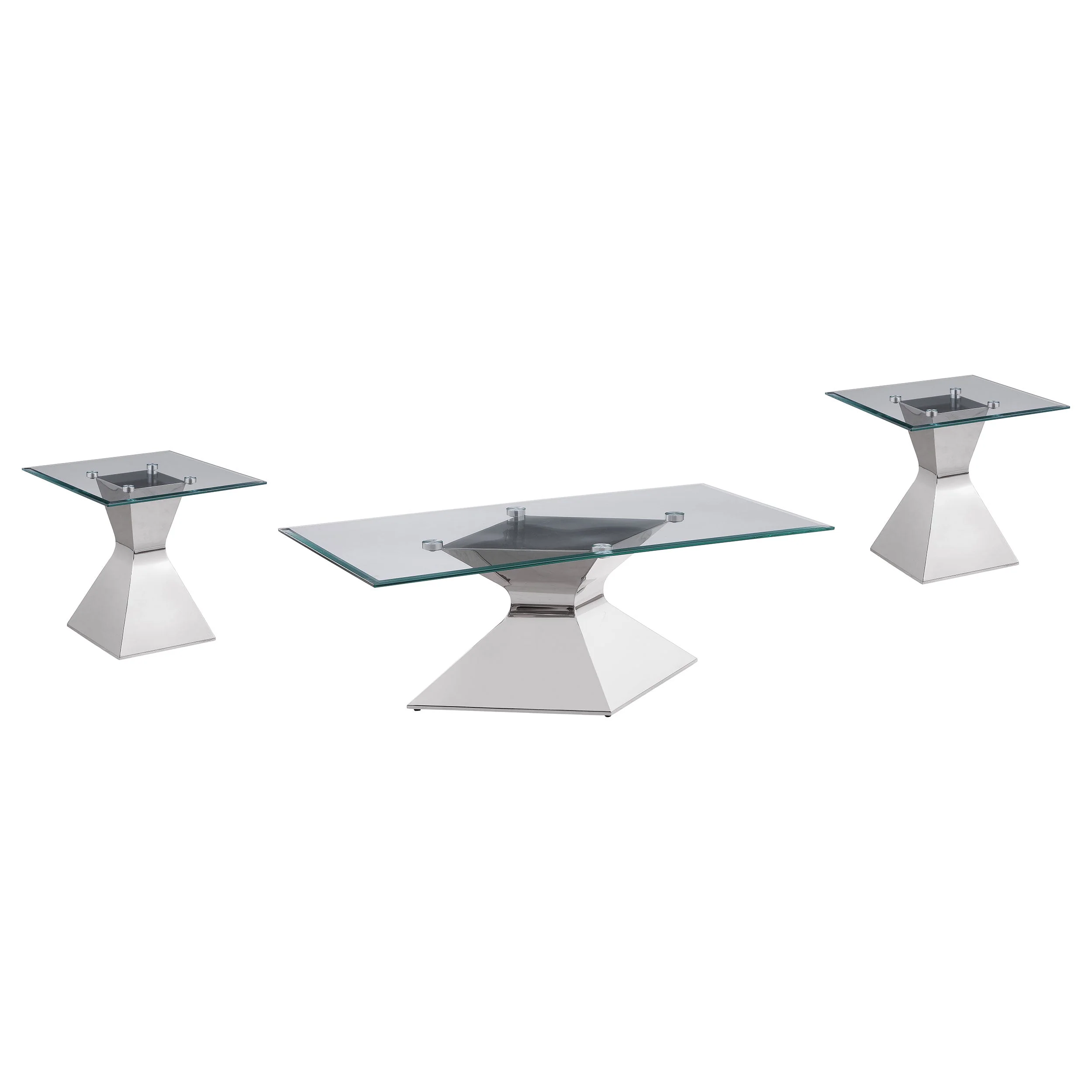 Jenny Rectangular Coffee and End Table Set Chrome - Image 6