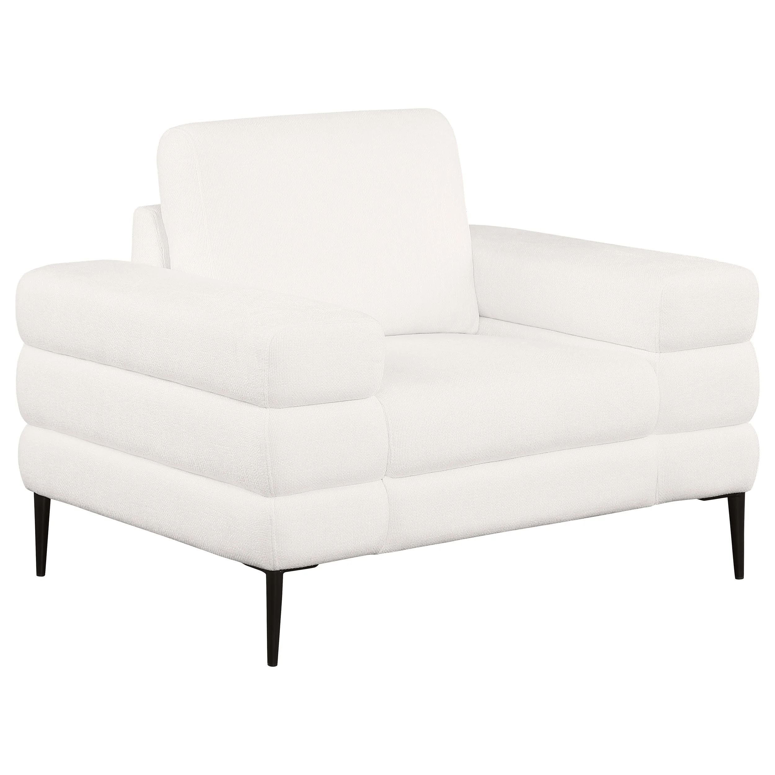 Jessel Chenille Upholstered Track Arm Chair Ivory - Image 2