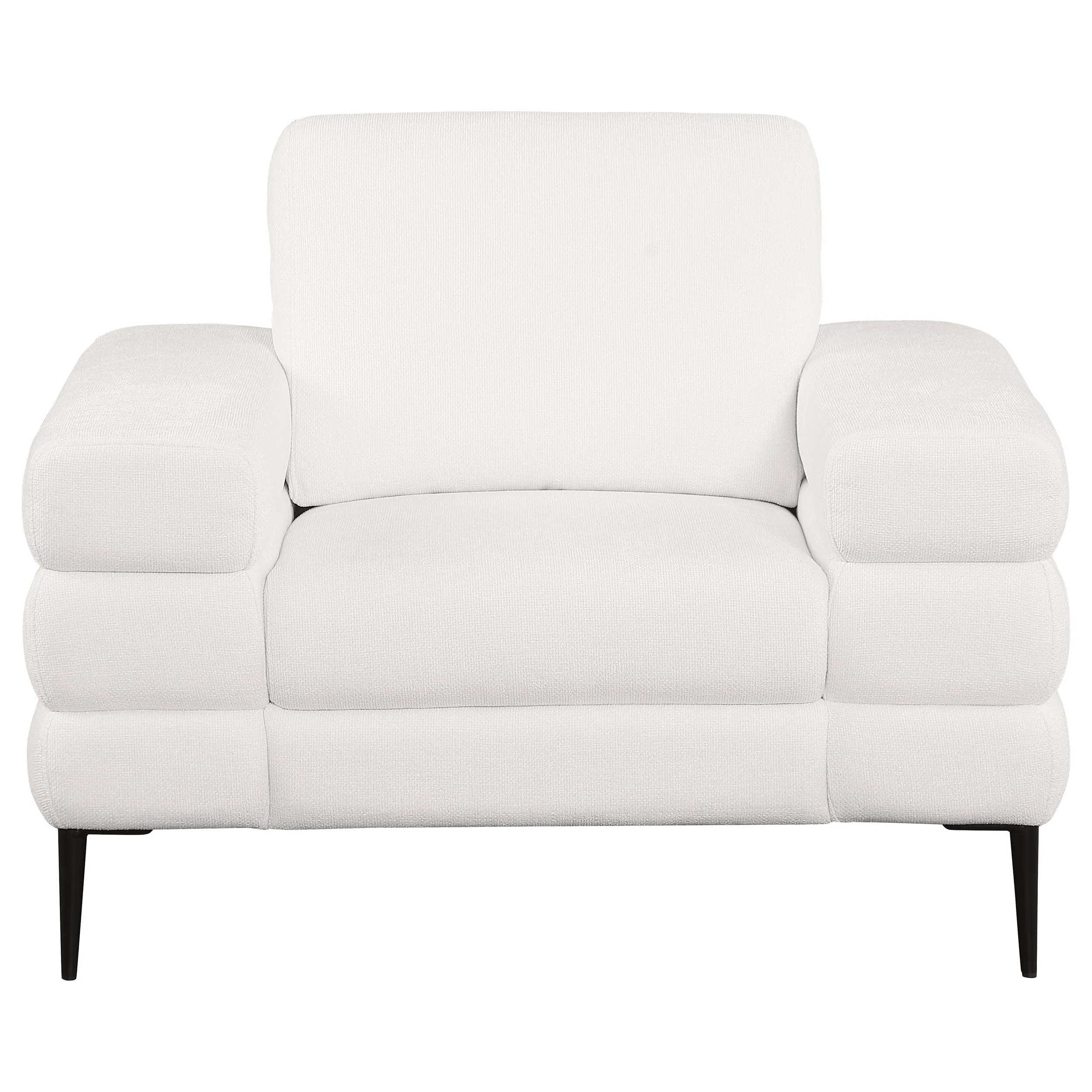 Jessel Chenille Upholstered Track Arm Chair Ivory - Image 4