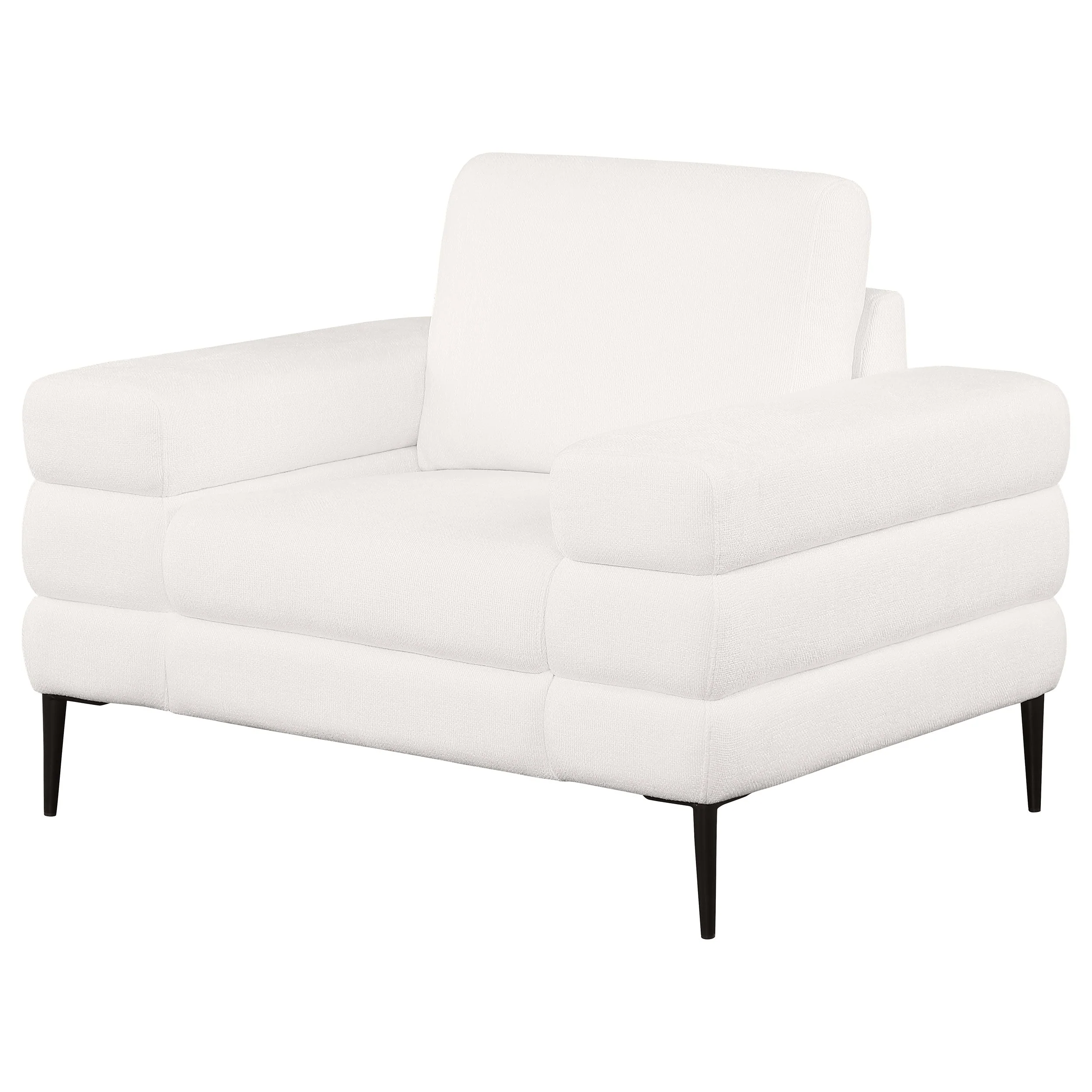 Jessel Chenille Upholstered Track Arm Chair Ivory - Image 5