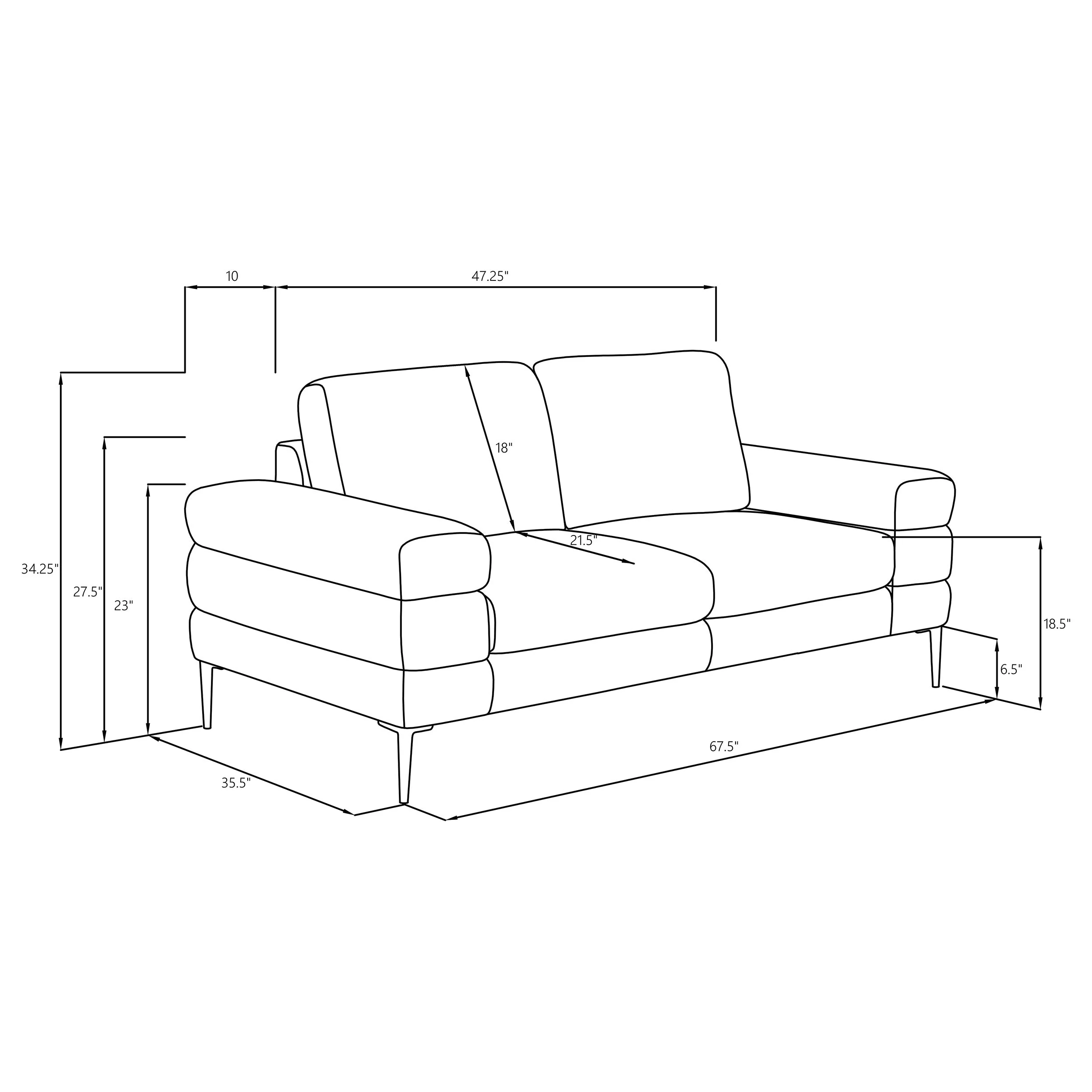 Jessel Chenille Upholstered Track Arm Loveseat Ivory - Image 11