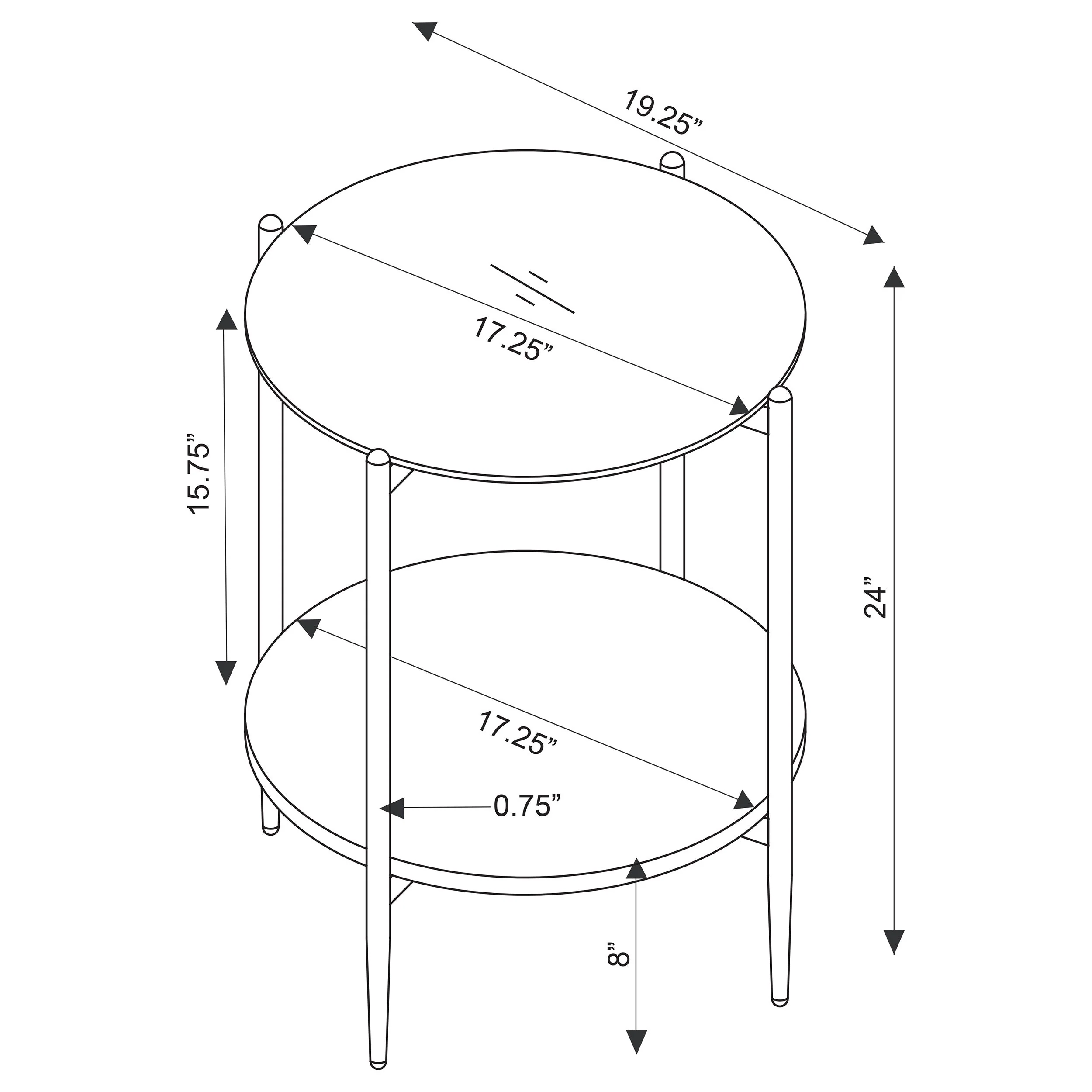 Jonelle Round Coffee and End Table Set Gold - Image 11