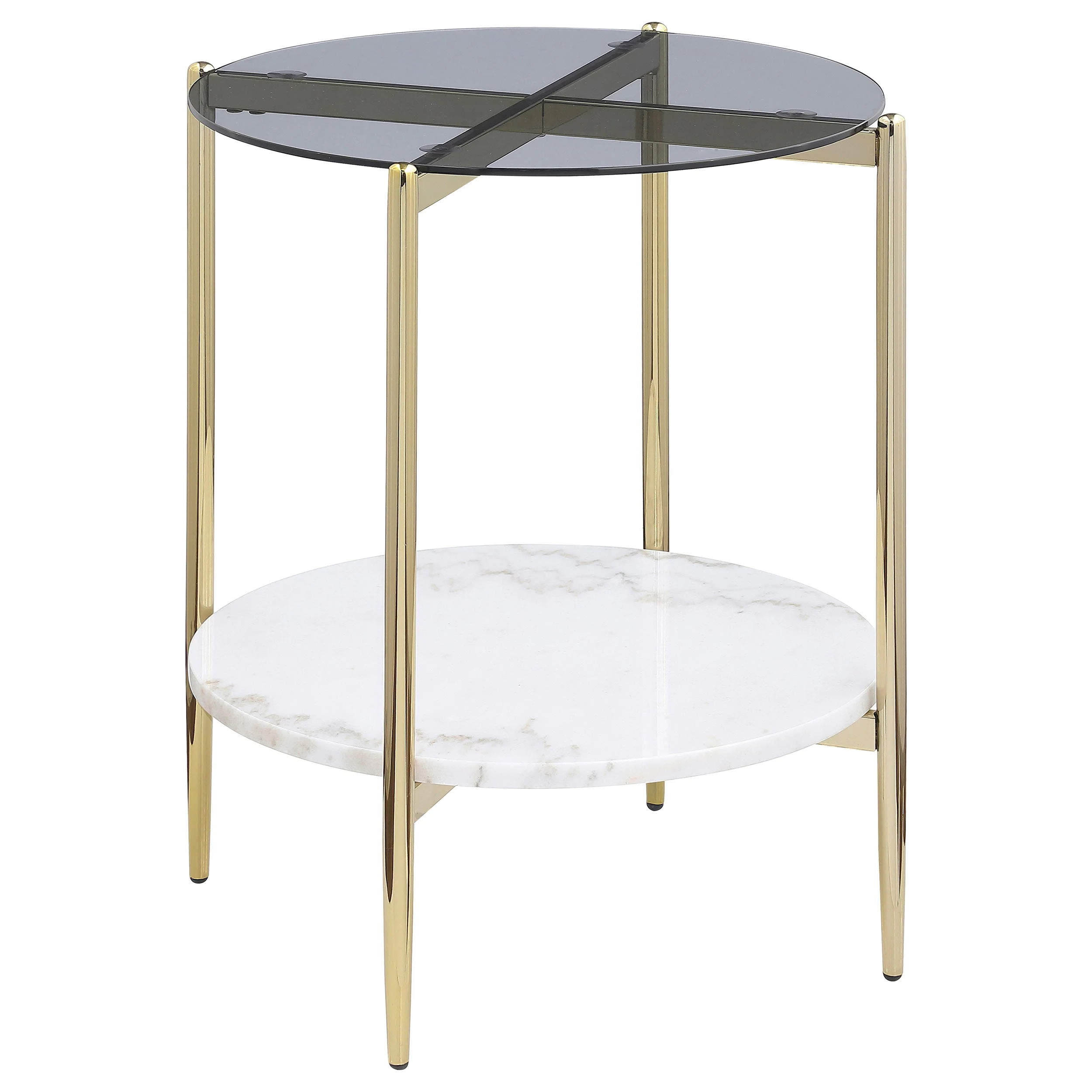 Jonelle Round Coffee and End Table Set Gold - Image 8