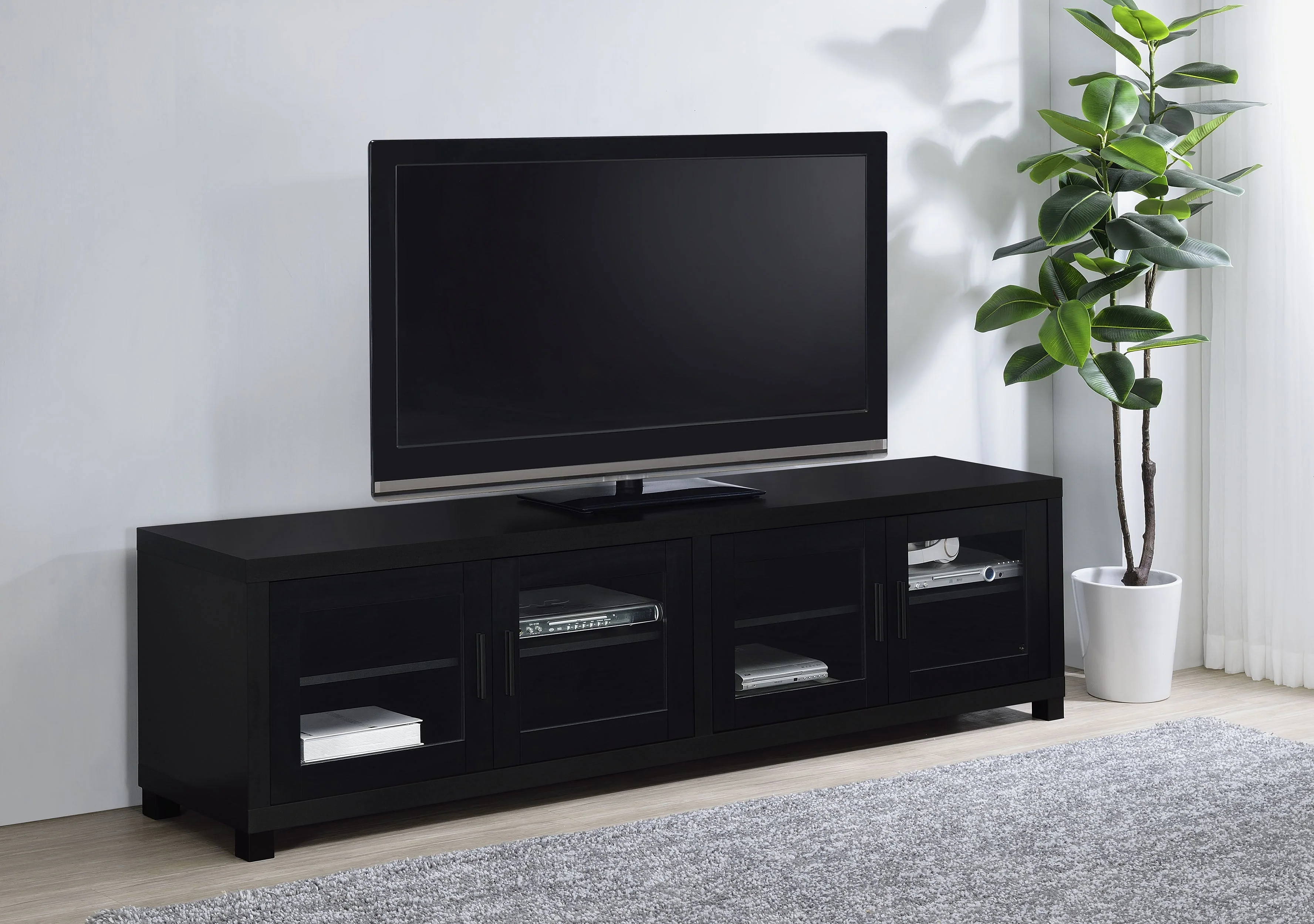 Jupiter 4-door Engineered Wood 79-inch TV Stand Black - Image 3