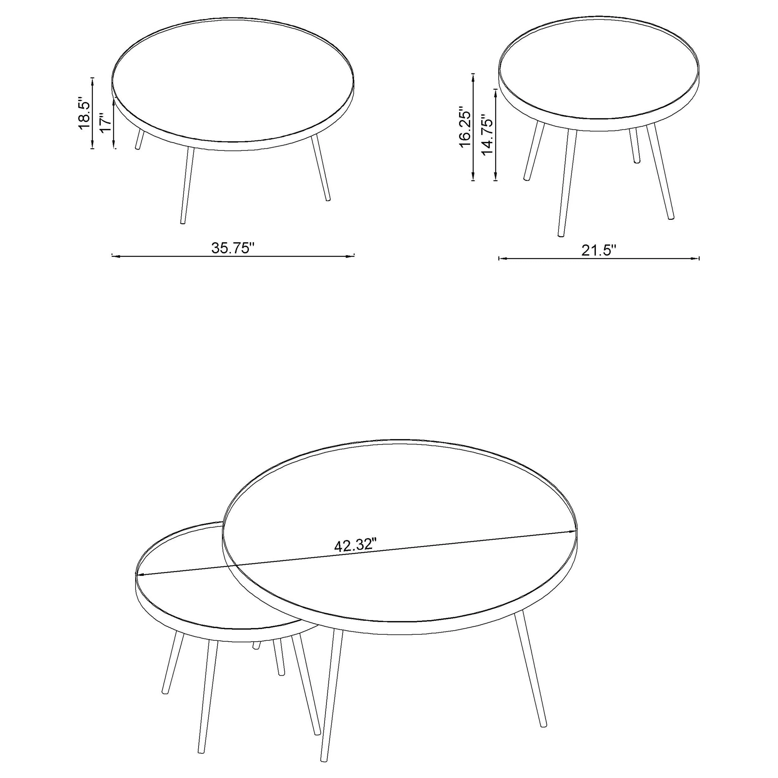 Kaelyn Round Coffee and End Table Set Gold - Image 13